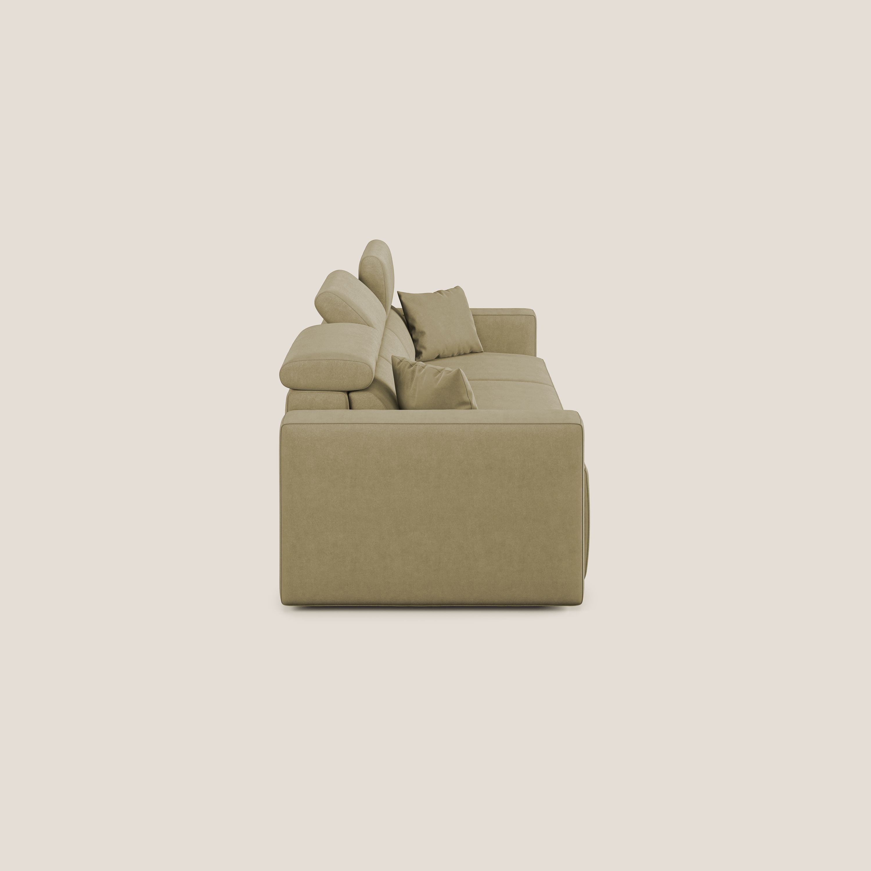Orwell divano con 3 sedute estraibili in microfibra smacchiabile T11 beige - divani.store