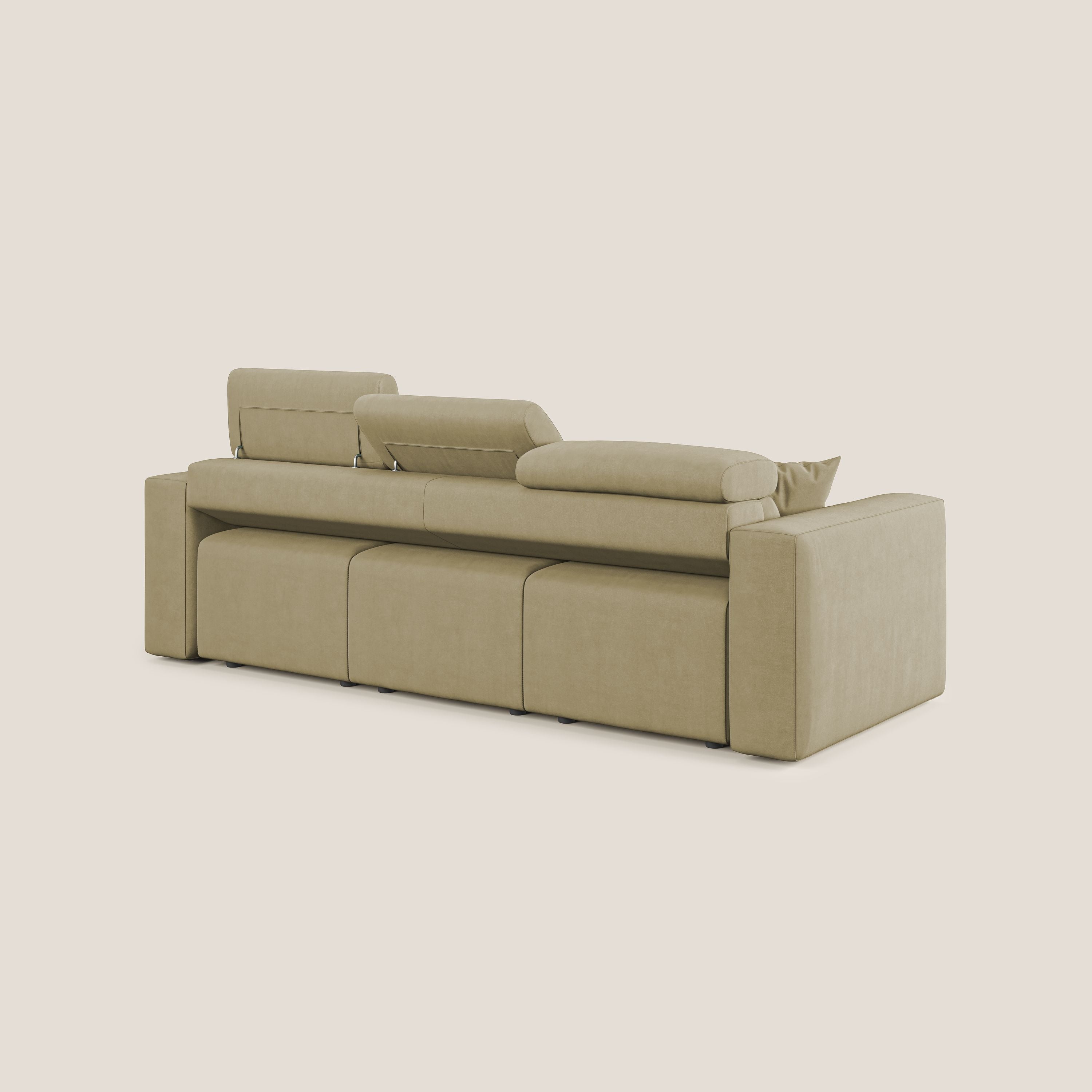 Orwell divano con 3 sedute estraibili in microfibra smacchiabile T11 beige - divani.store