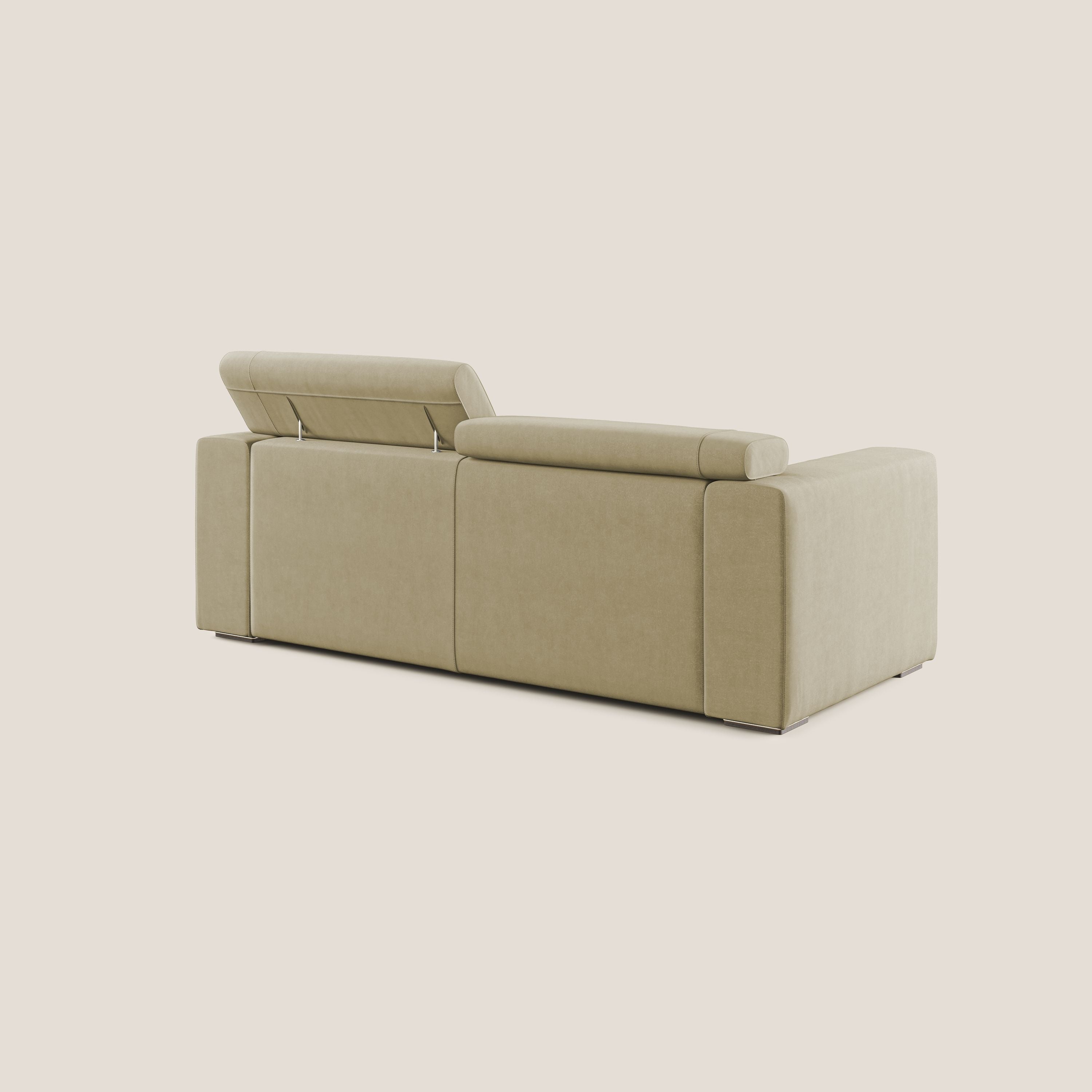 Vegas divano con poggiatesta reclinabili in microfibra smacchiabile T11 beige - divani.store