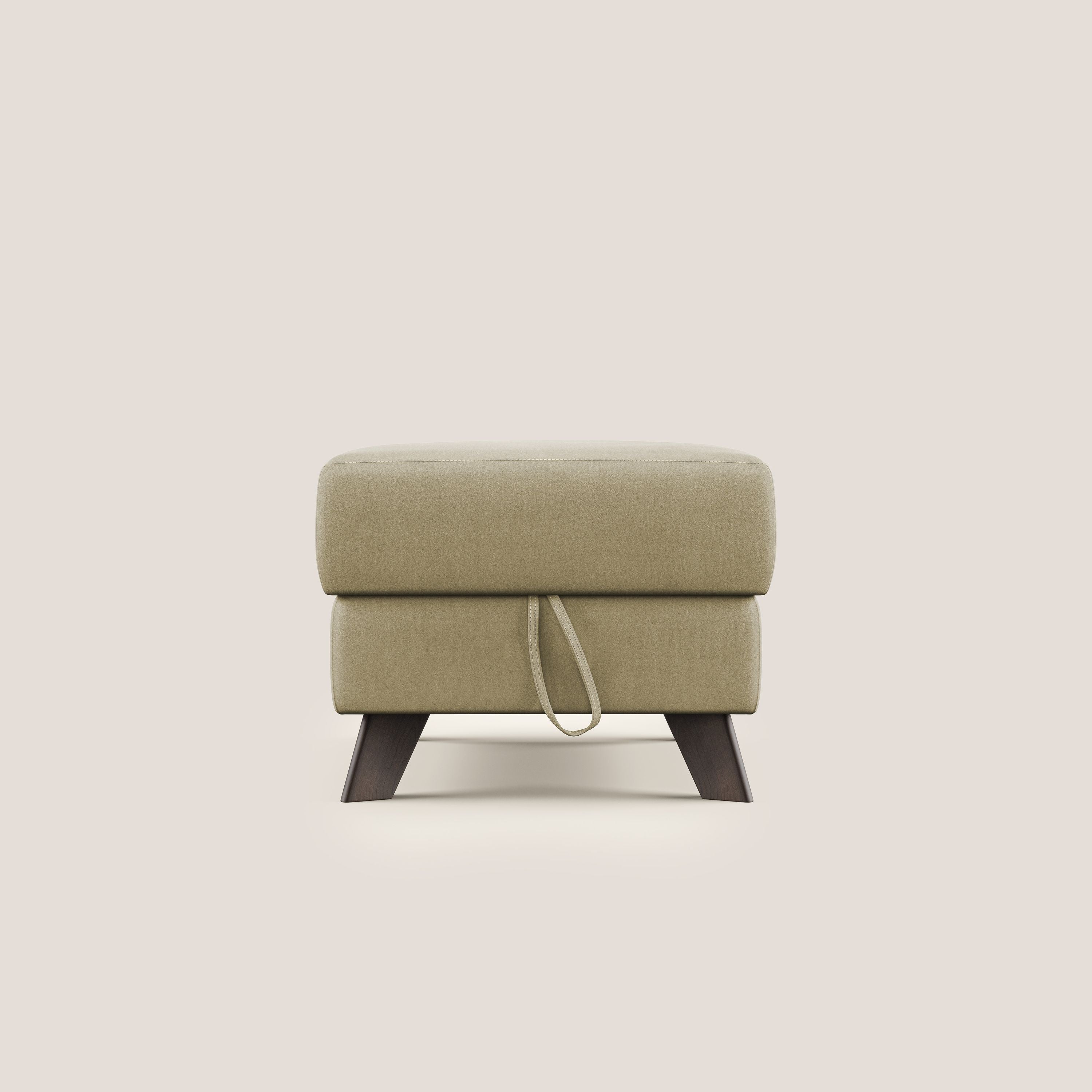 Moon Pouf contenitore e piedini alti in microfibra impermeabile T11 beige - divani.store
