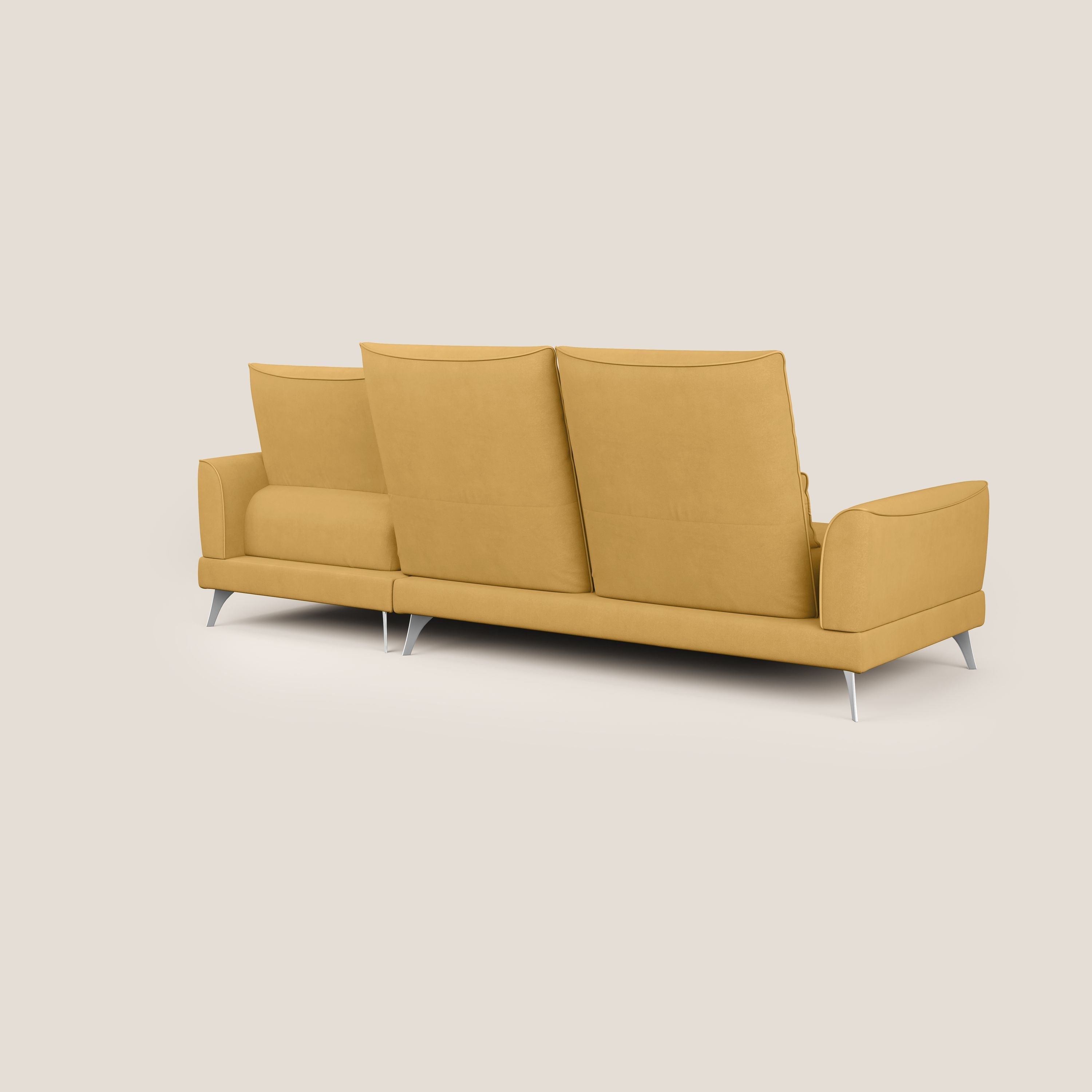 Tommy Divano angolare con relax e schienali traslanti in microfibra smacchiabile T11 giallo - divani.store