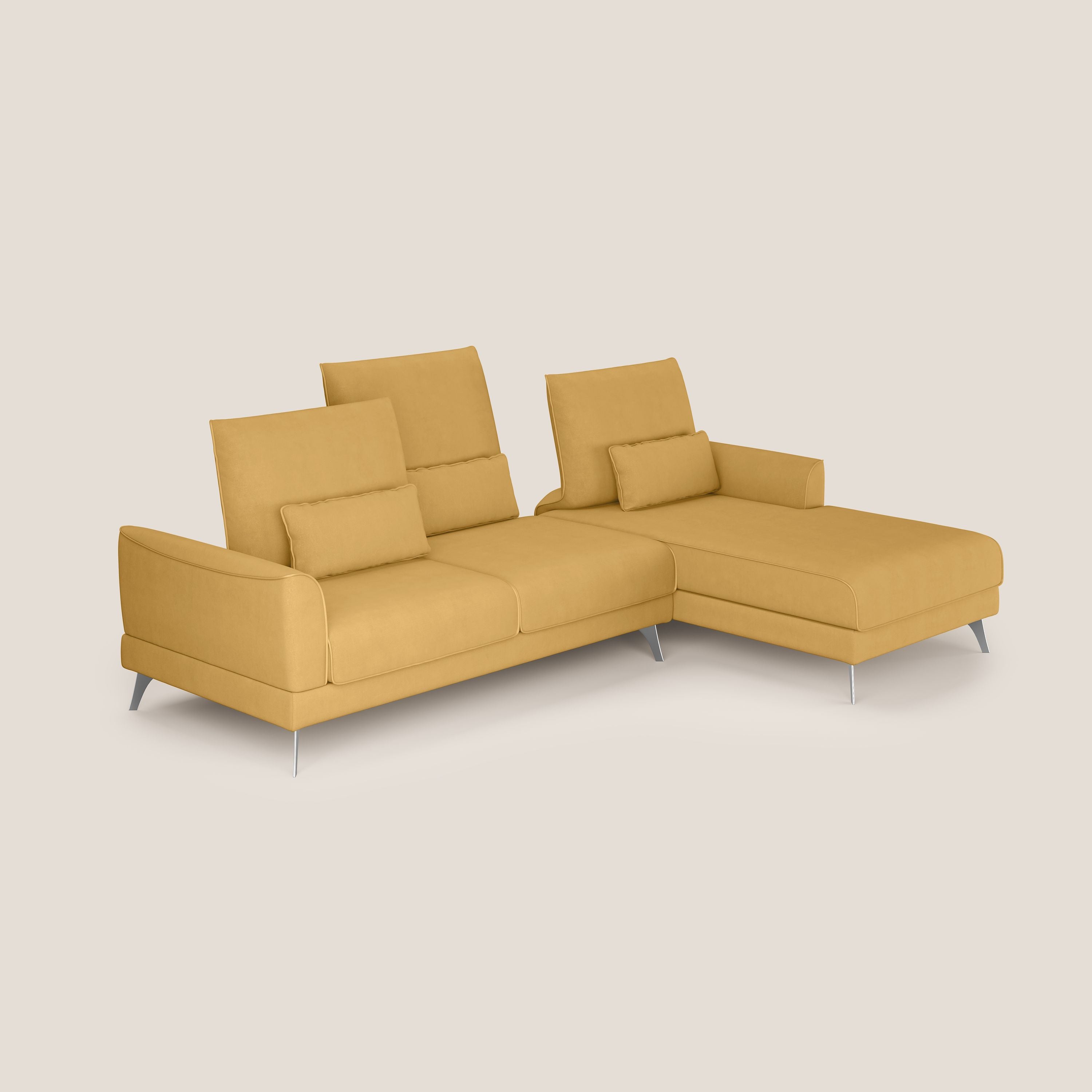 Tommy Divano angolare con relax e schienali traslanti in microfibra smacchiabile T11 giallo - divani.store