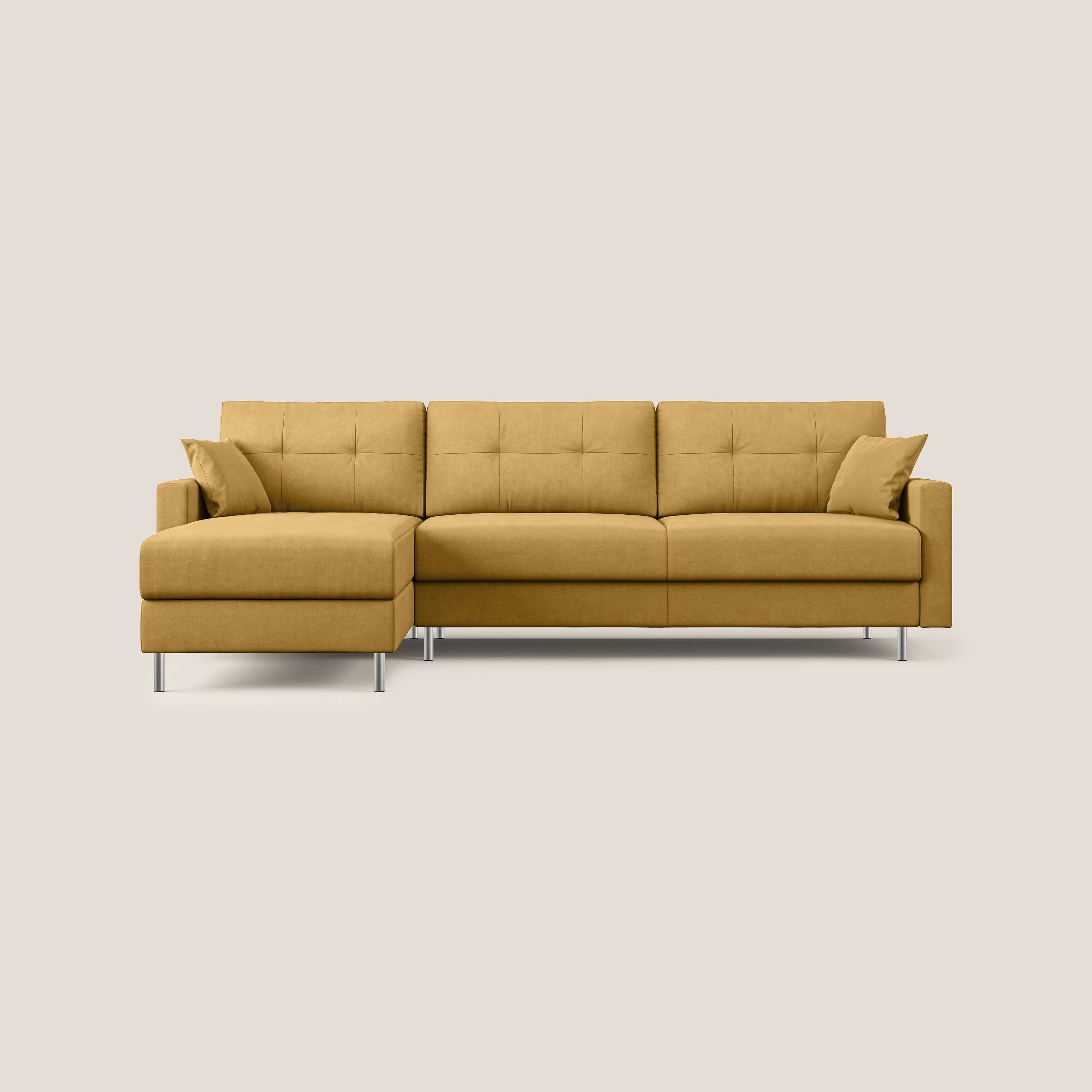 Megan divano letto angolare in microfibra smacchiabile T11 giallo - divani.store