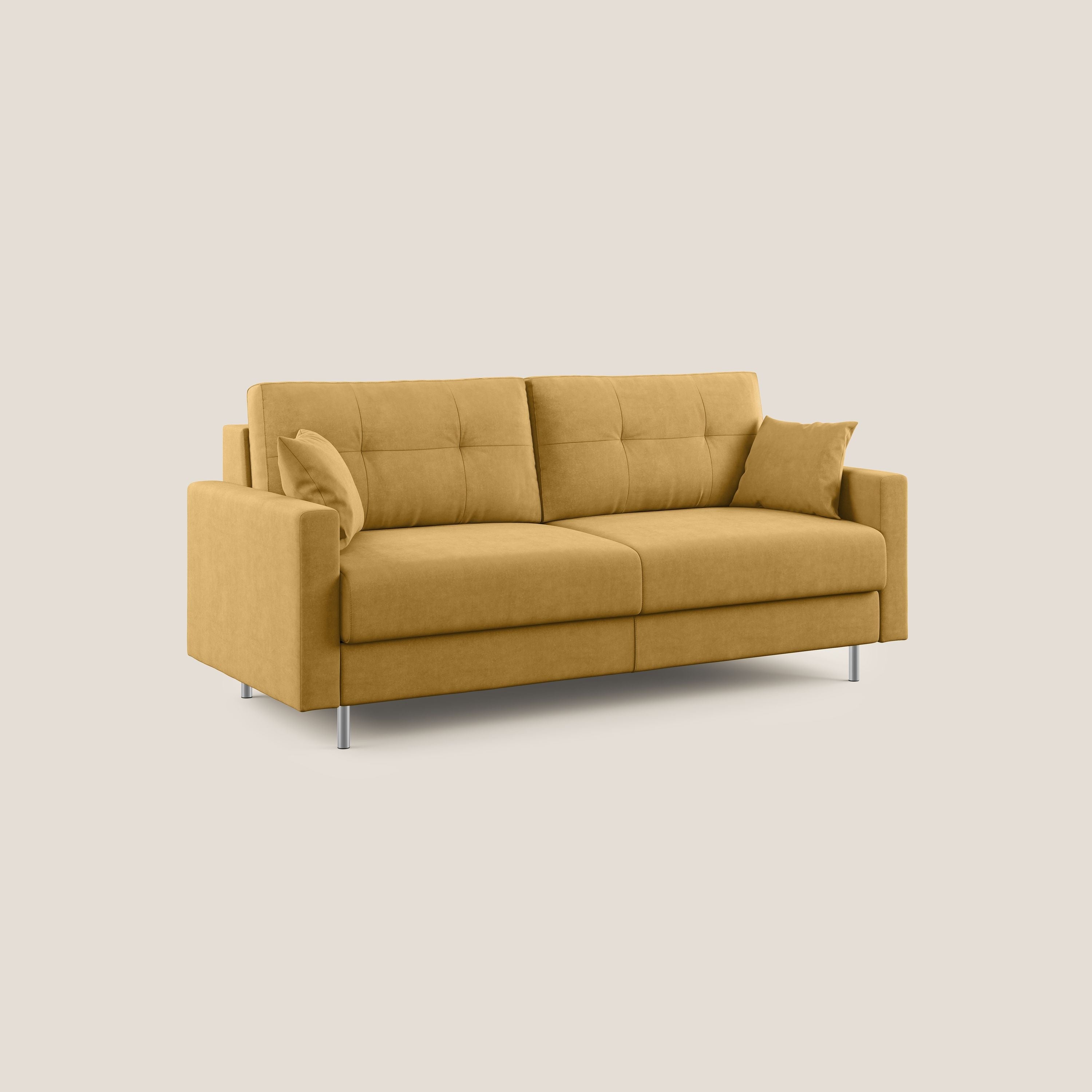 Megan divano letto matrimoniale in microfibra smacchiabile T11 giallo - divani.store