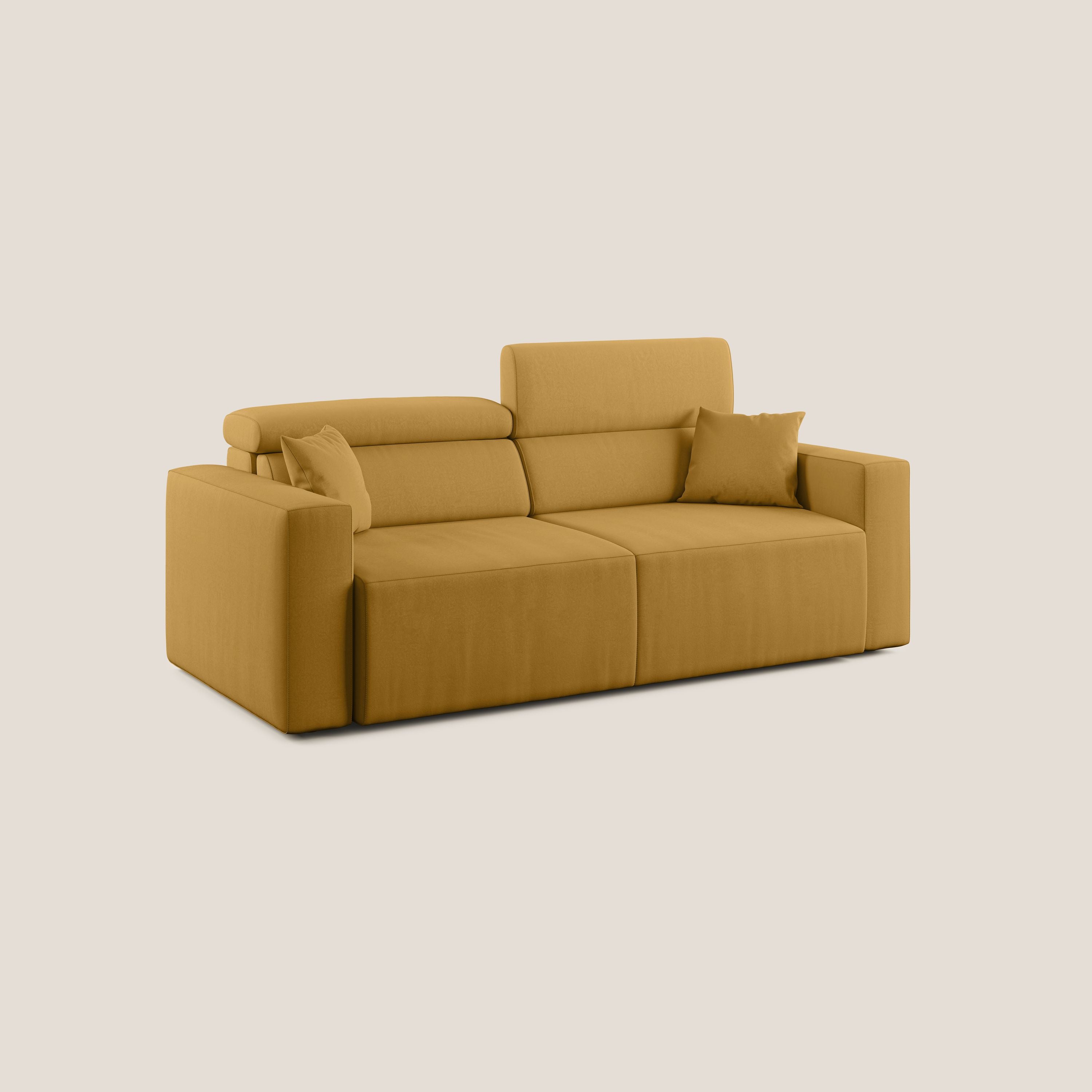 Orwell divano con seduta estraibile in microfibra smacchiabile T11 giallo - divani.store