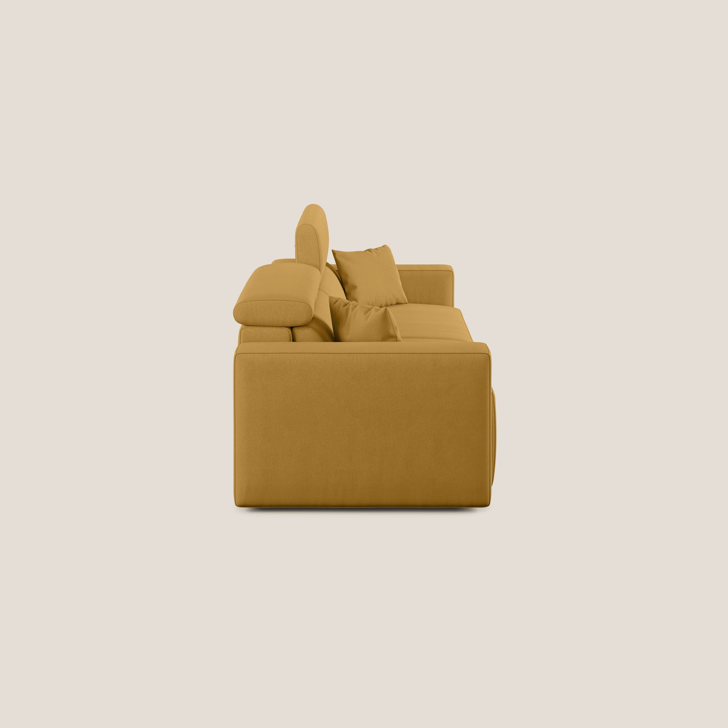 Orwell divano con seduta estraibile in microfibra smacchiabile T11 giallo - divani.store