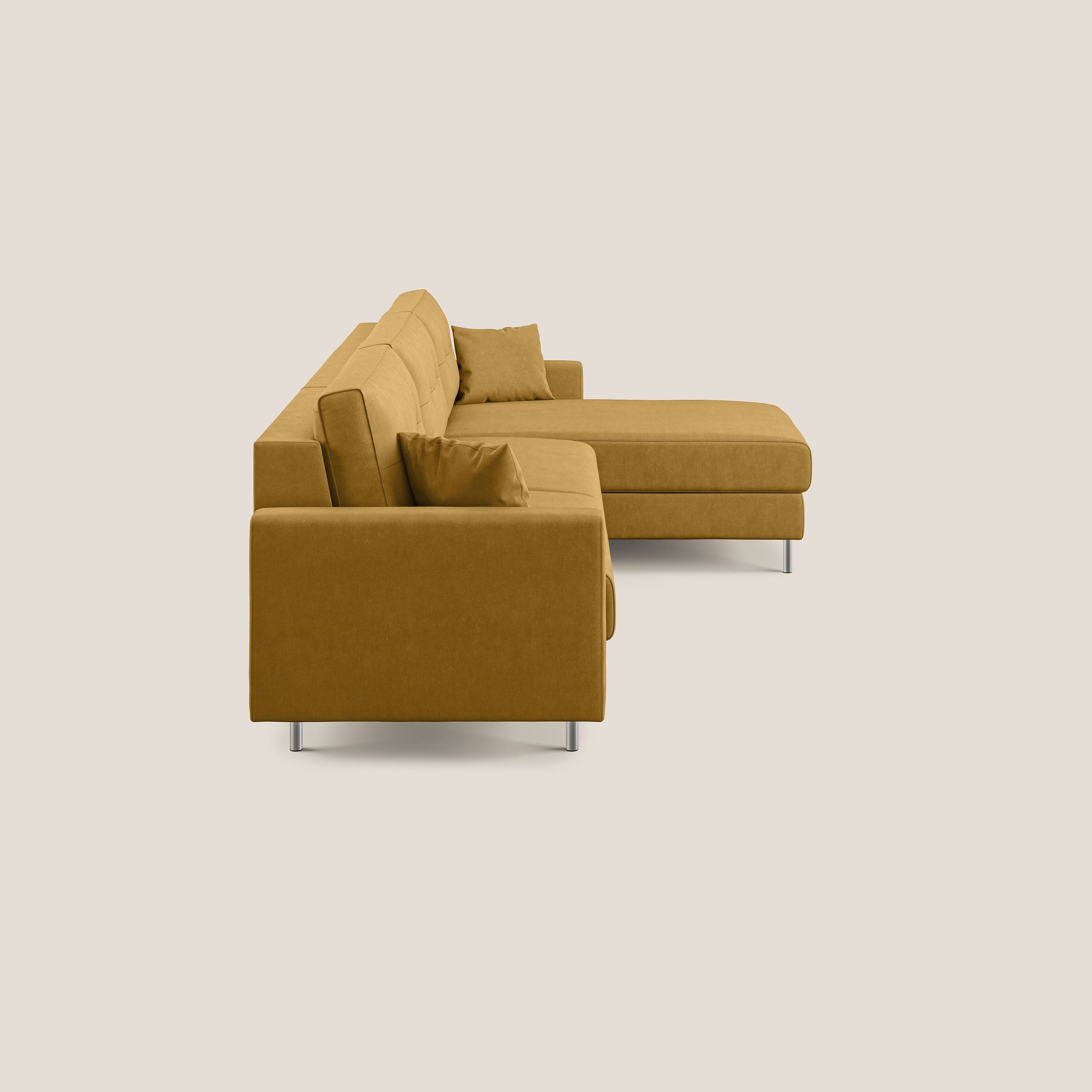 Megan divano letto angolare in microfibra smacchiabile T11 giallo - divani.store