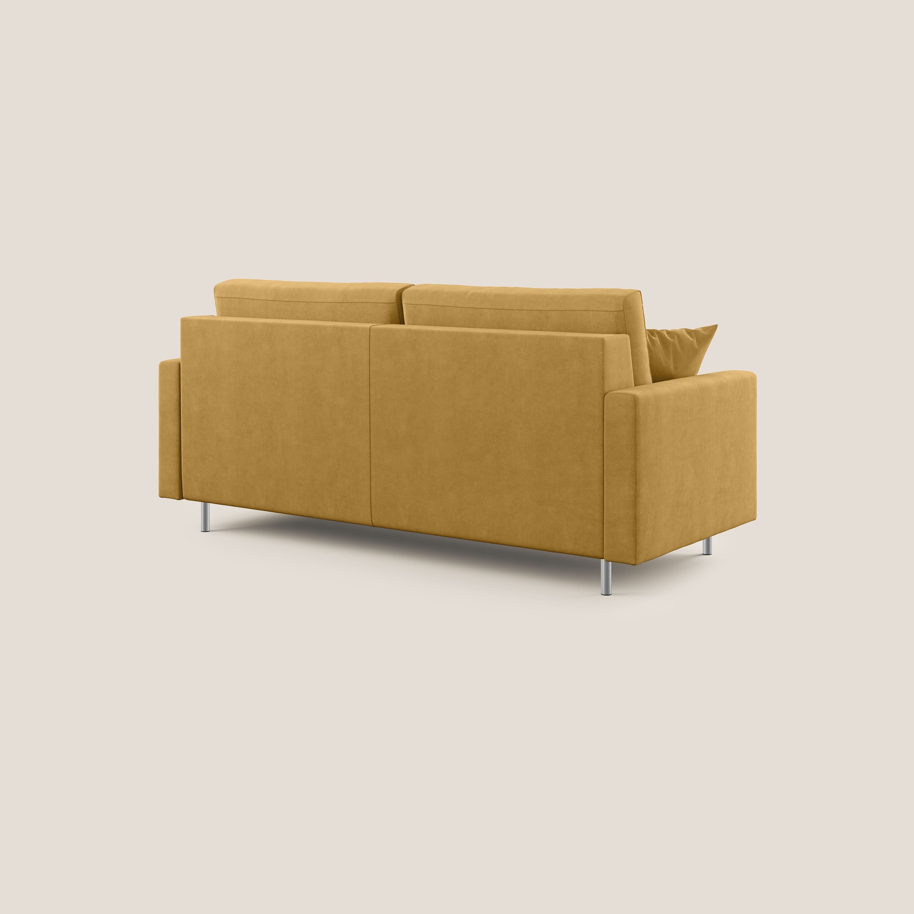 Megan divano letto matrimoniale in microfibra smacchiabile T11 giallo - divani.store