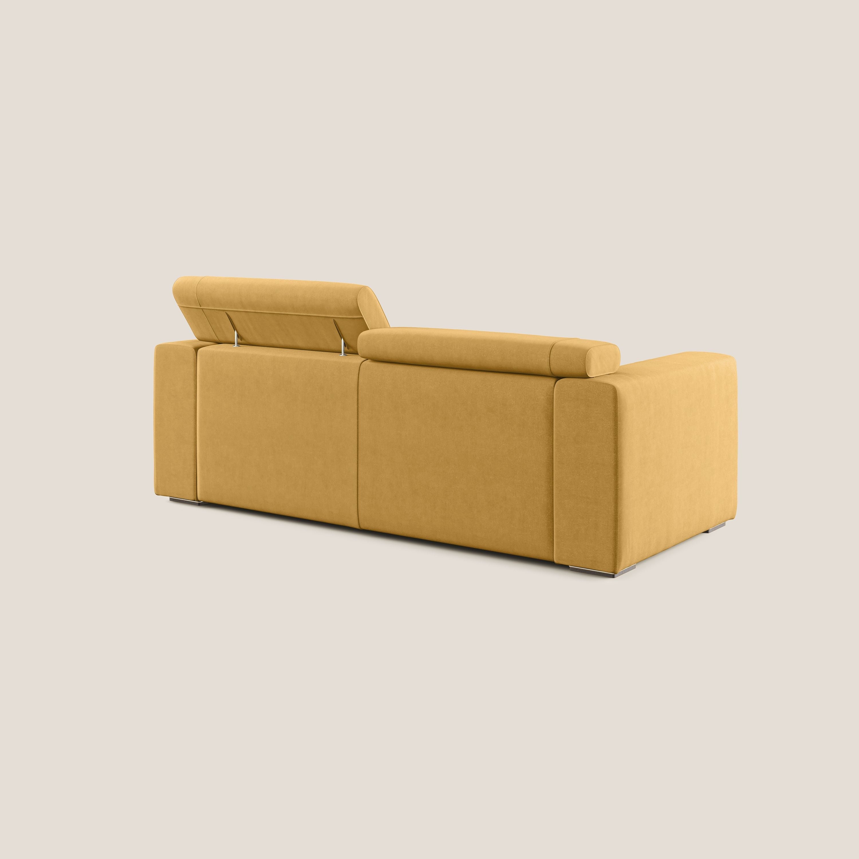Vegas divano con poggiatesta reclinabili in microfibra smacchiabile T11 giallo - divani.store