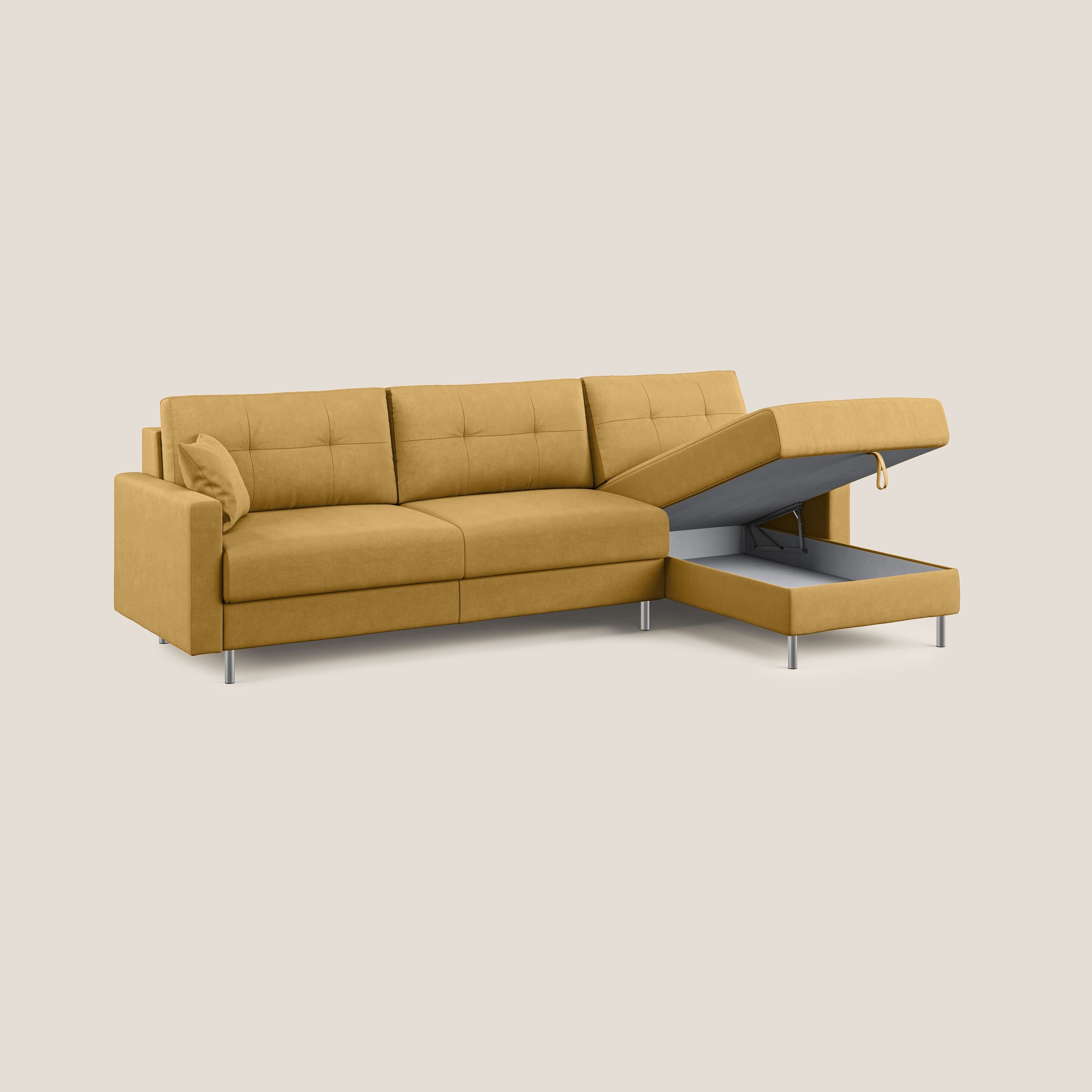 Megan divano letto angolare in microfibra smacchiabile T11 giallo - divani.store