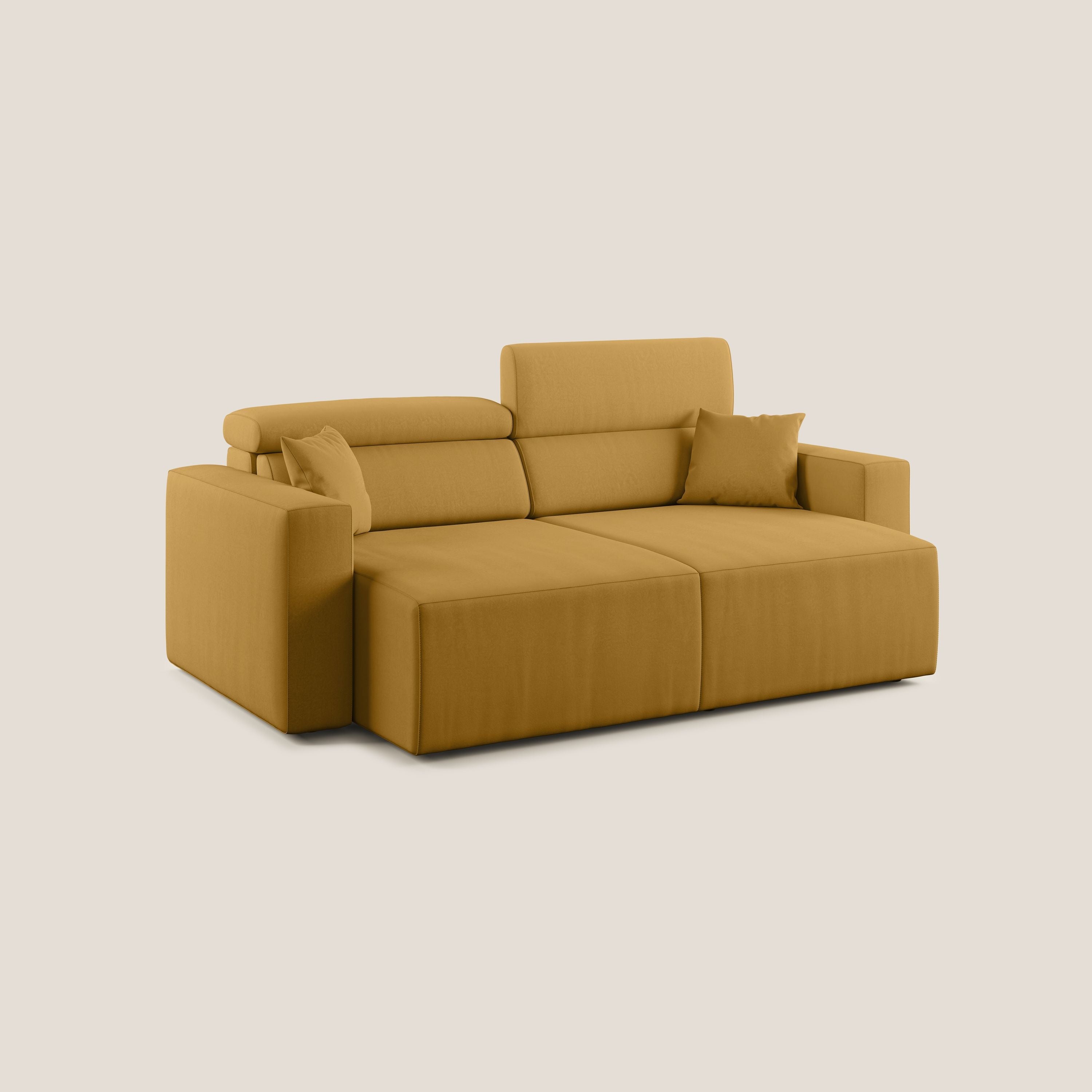 Orwell divano con seduta estraibile in microfibra smacchiabile T11 giallo - divani.store