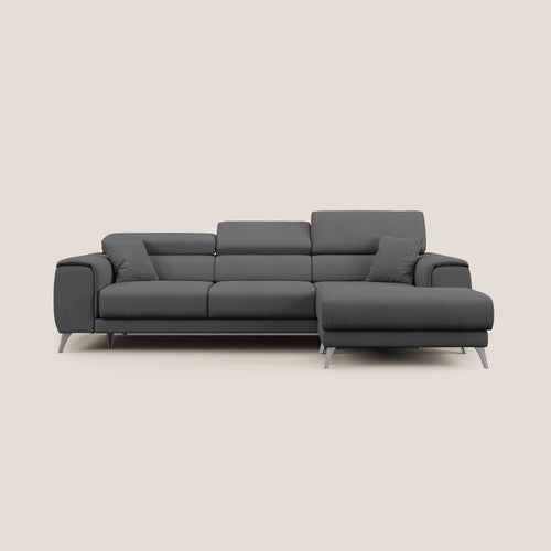 Fusion Divano angolare con sedute scorrevoli in tessuto morbido smacchiabile T05 antracite - divani.store