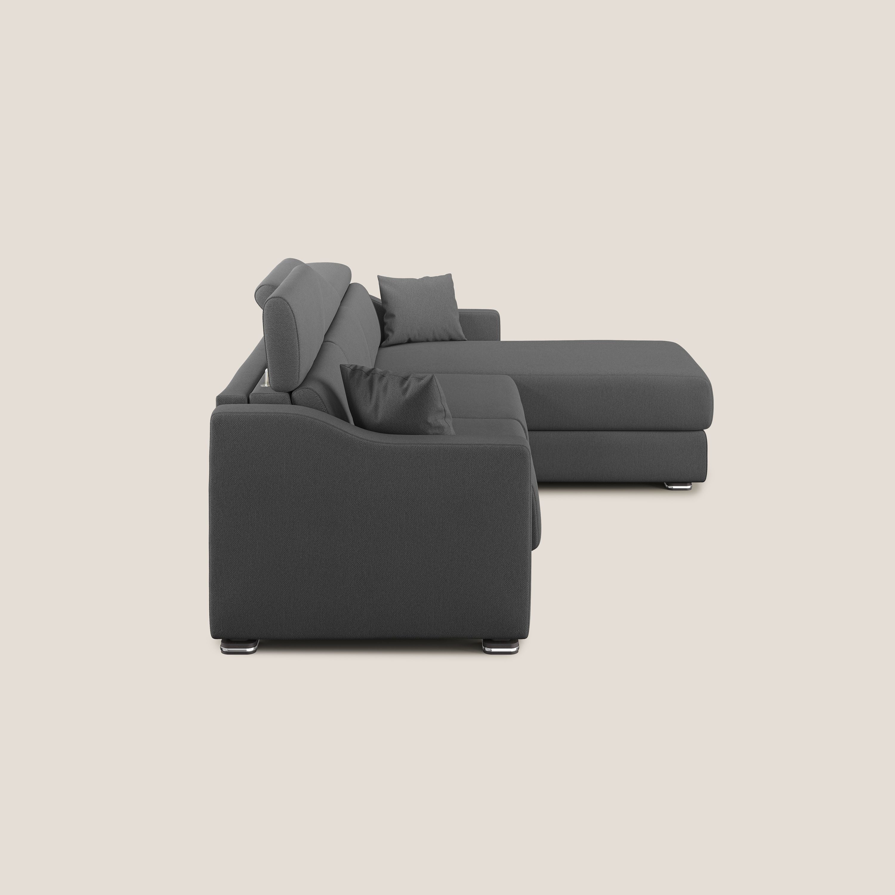 Amber divano letto angolare in tessuto smacchiabile T05 antracite - divani.store