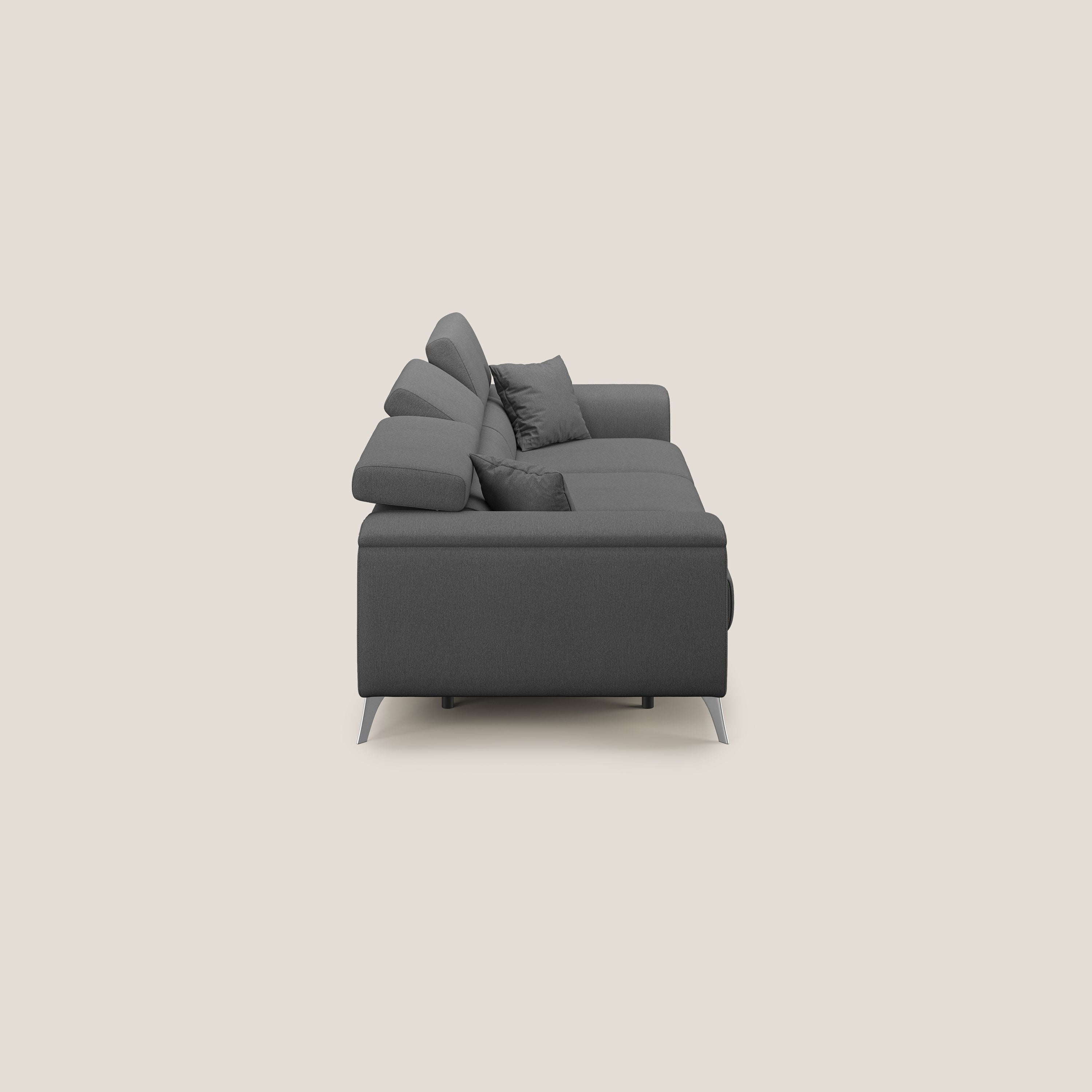 Fusion divano con 3 sedute allungabili in tessuto smacchiabile T05 antracite - divani.store