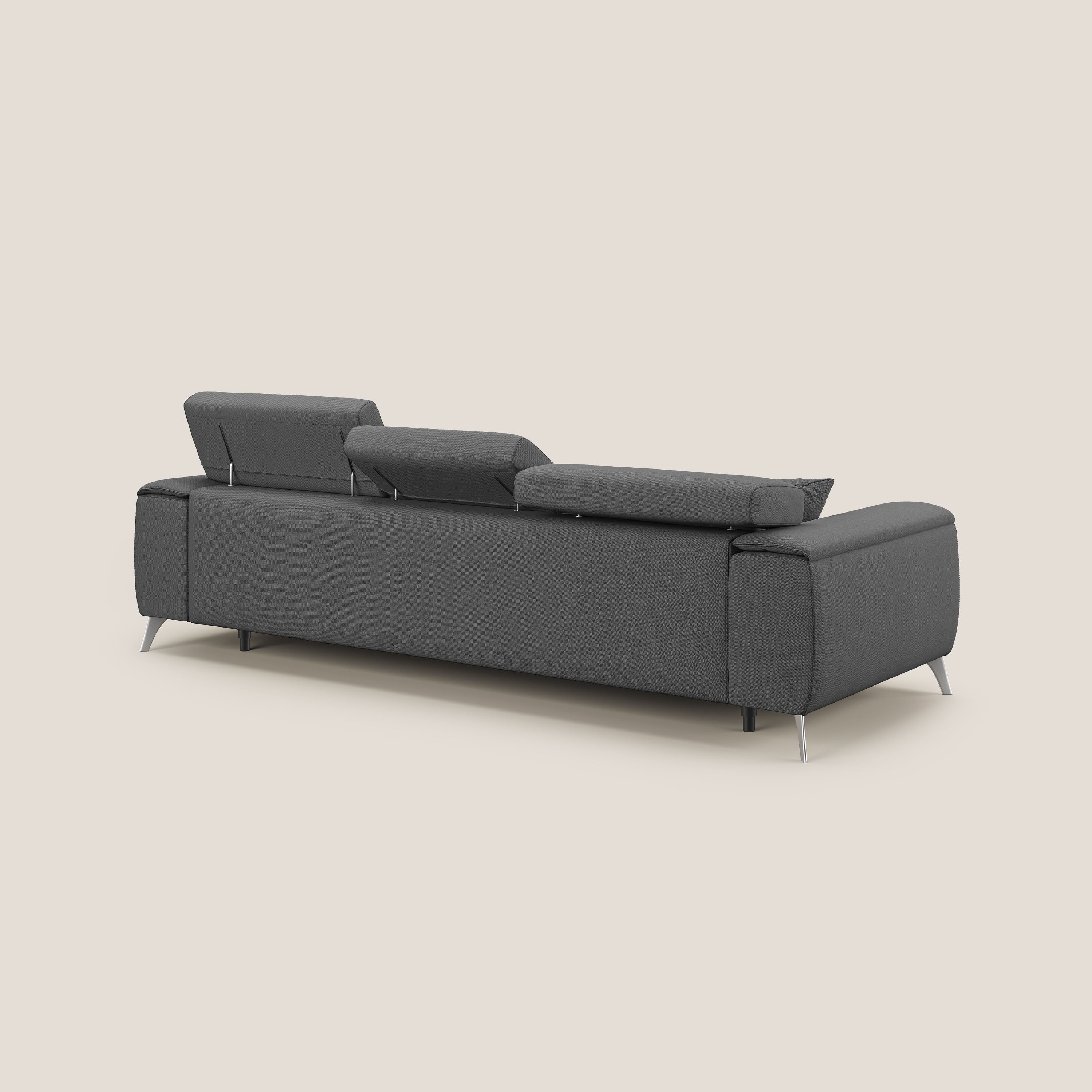Fusion Divano angolare con sedute scorrevoli in tessuto morbido smacchiabile T05 antracite - divani.store