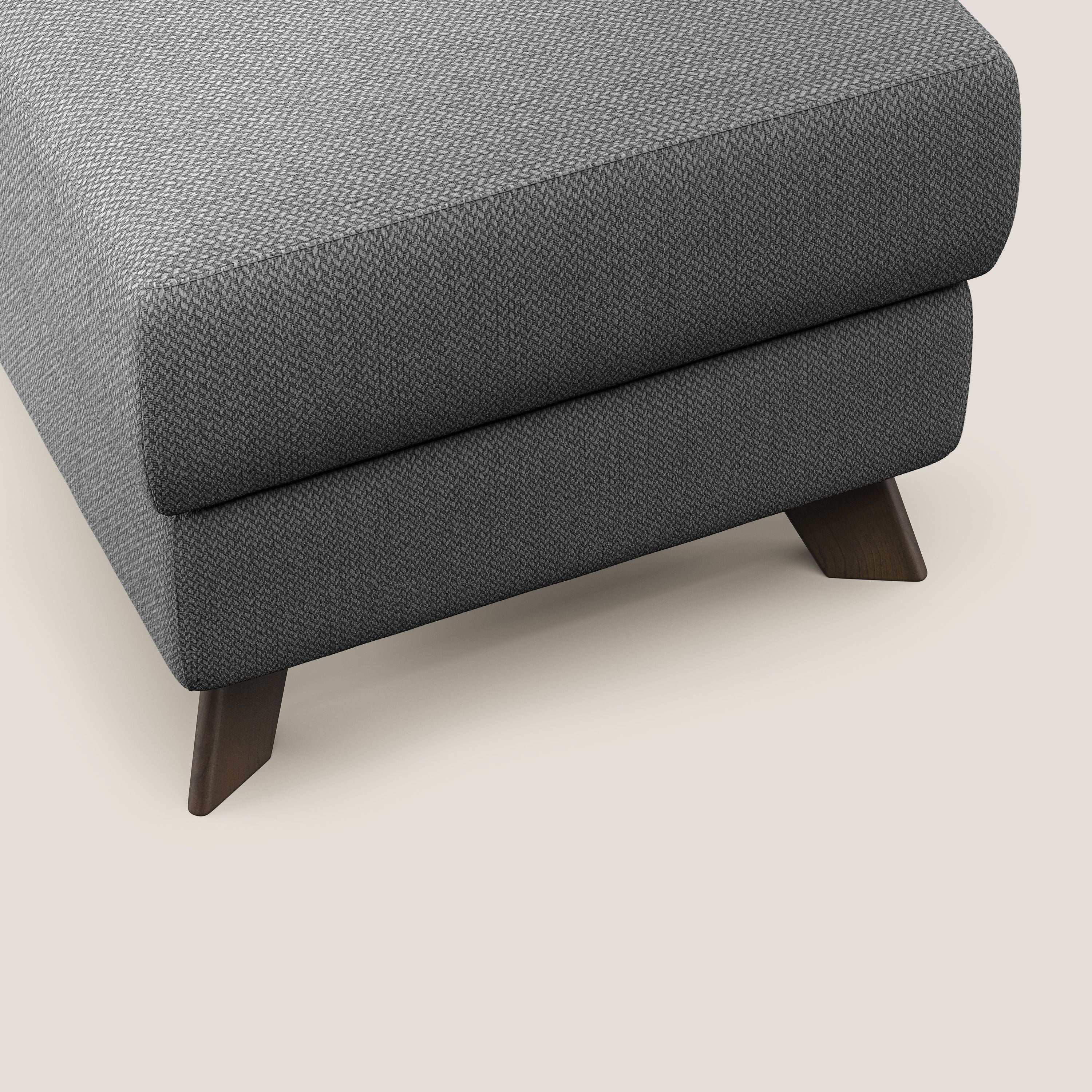 Moon Pouf contenitore e piedini alti in tessuto smacchiabile con acqua T05 antracite - divani.store