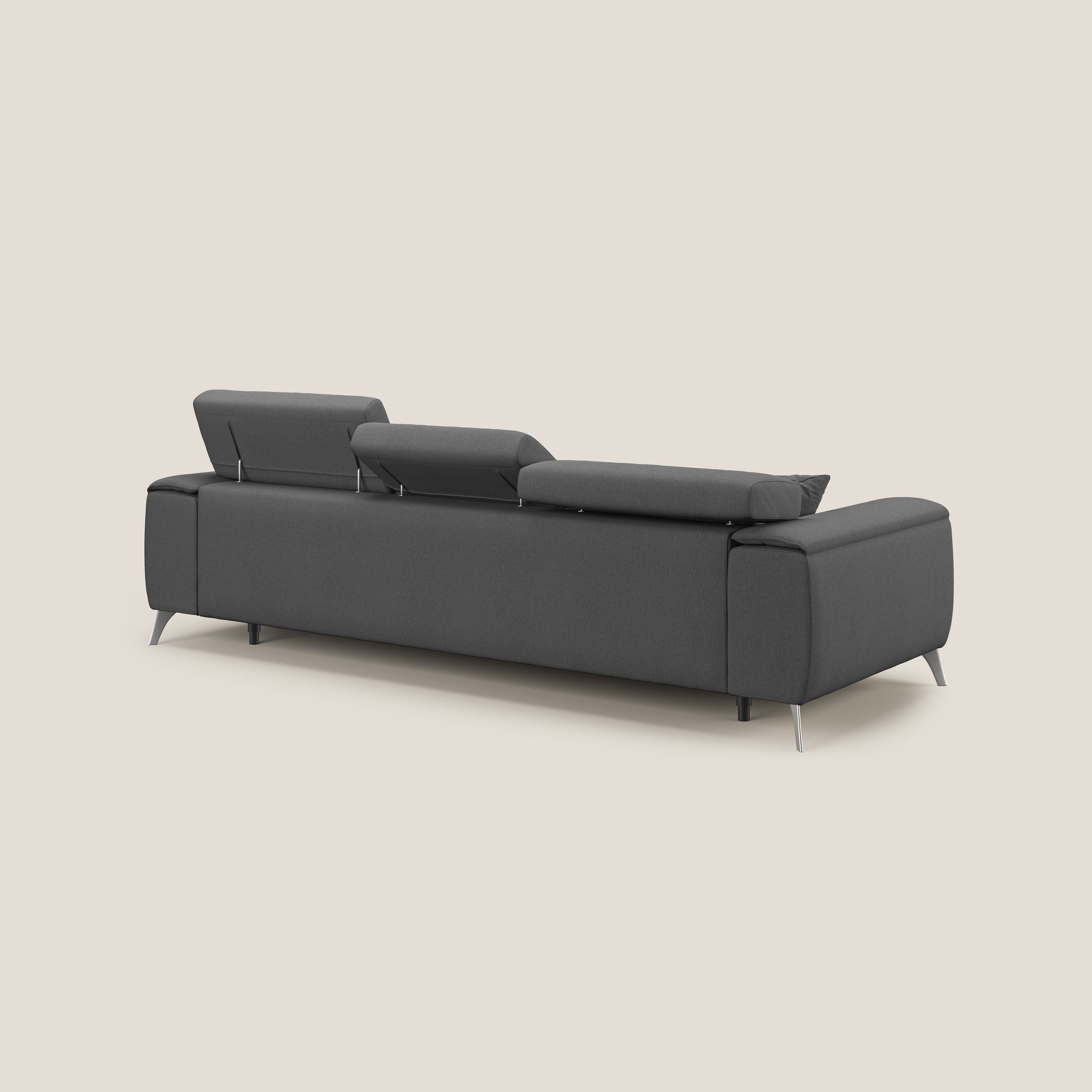 Fusion divano con 3 sedute allungabili in tessuto smacchiabile T05 antracite - divani.store