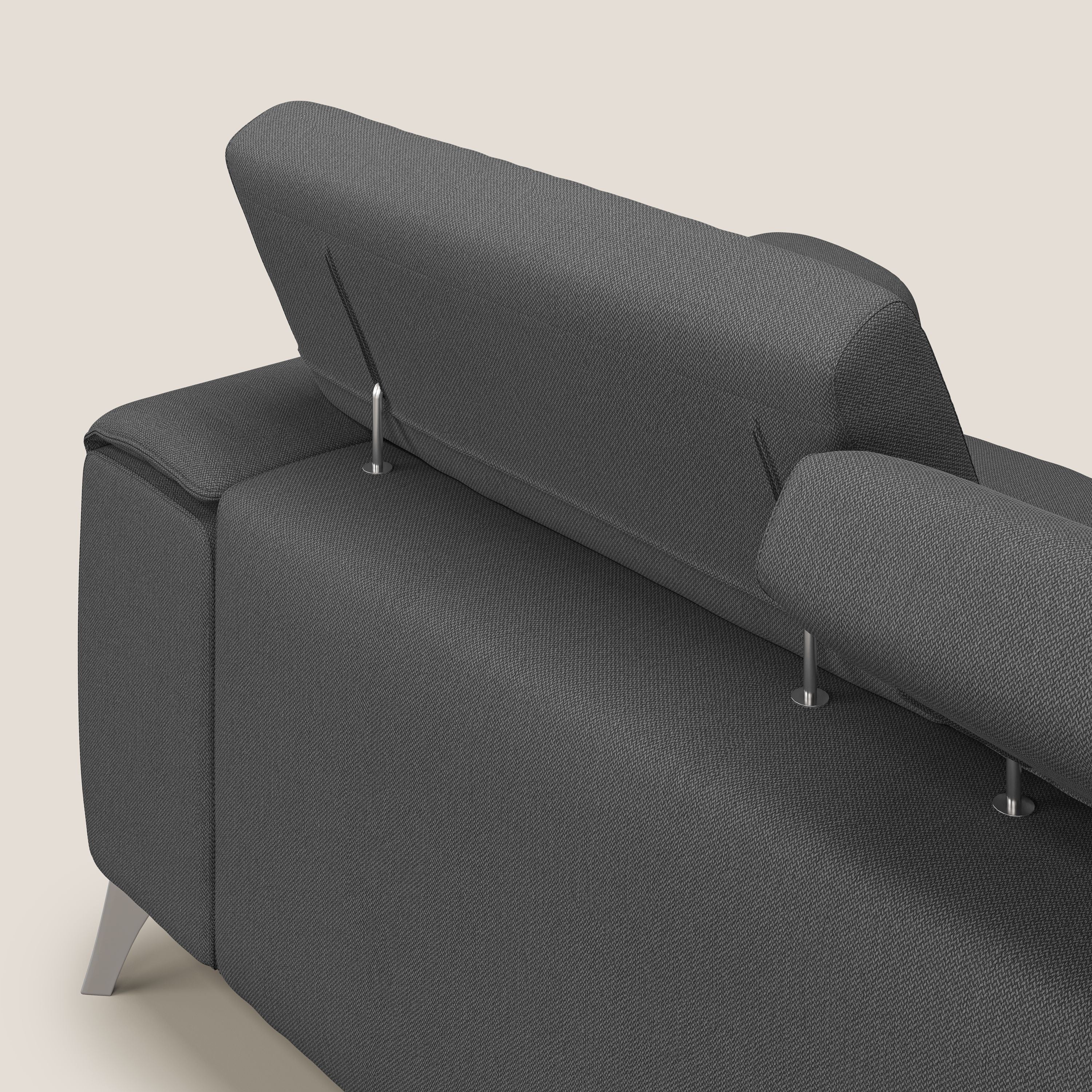 Fusion divano con 3 sedute allungabili in tessuto smacchiabile T05 antracite - divani.store