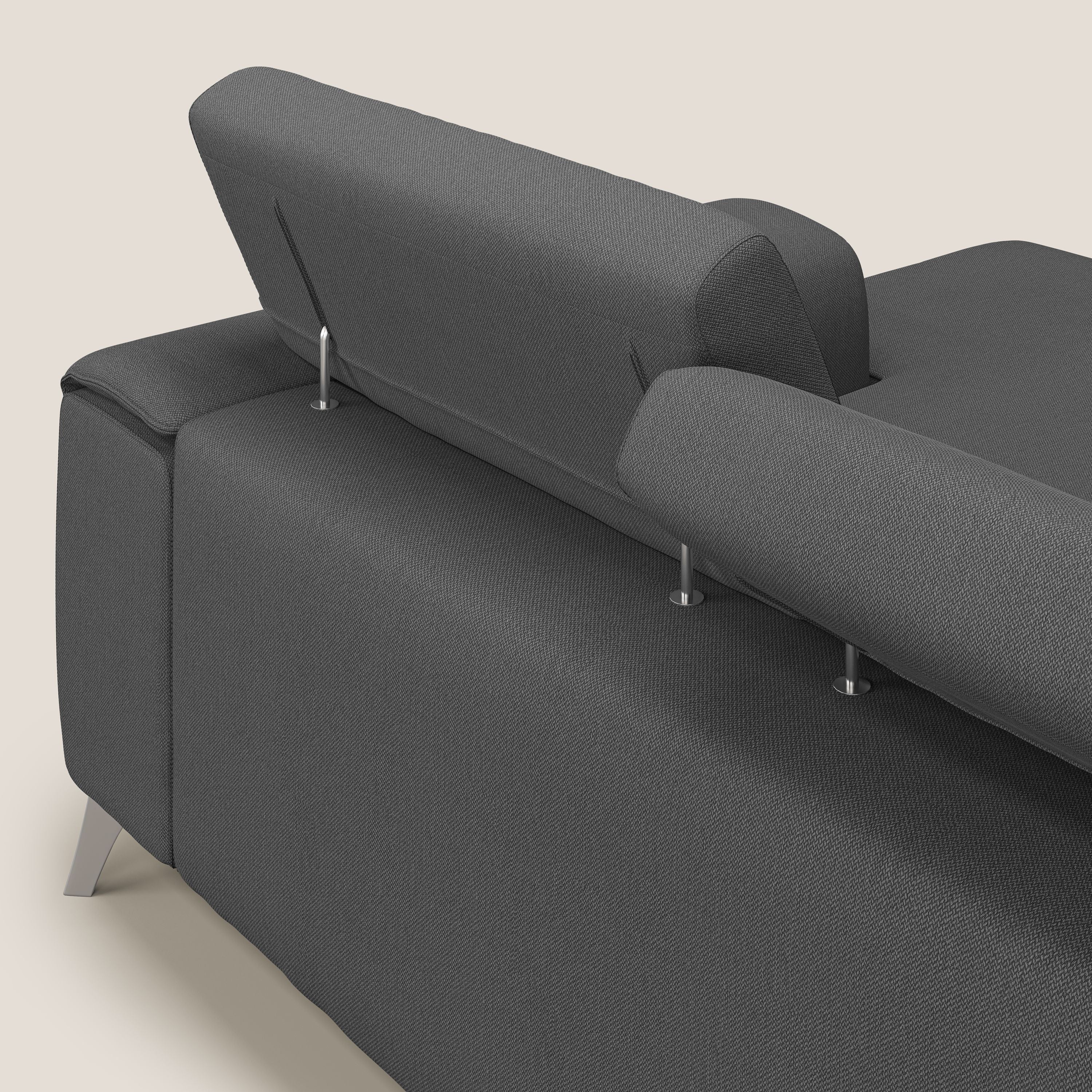 Fusion Divano angolare con sedute scorrevoli in tessuto morbido smacchiabile T05 antracite - divani.store