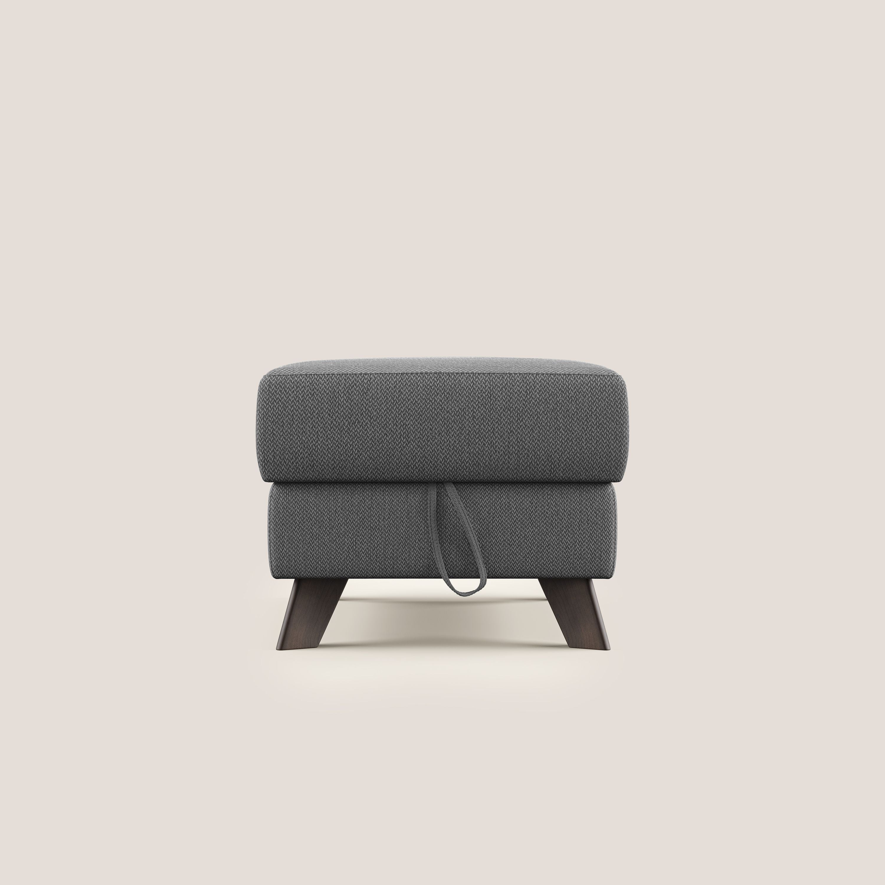Moon Pouf contenitore e piedini alti in tessuto smacchiabile con acqua T05 antracite - divani.store