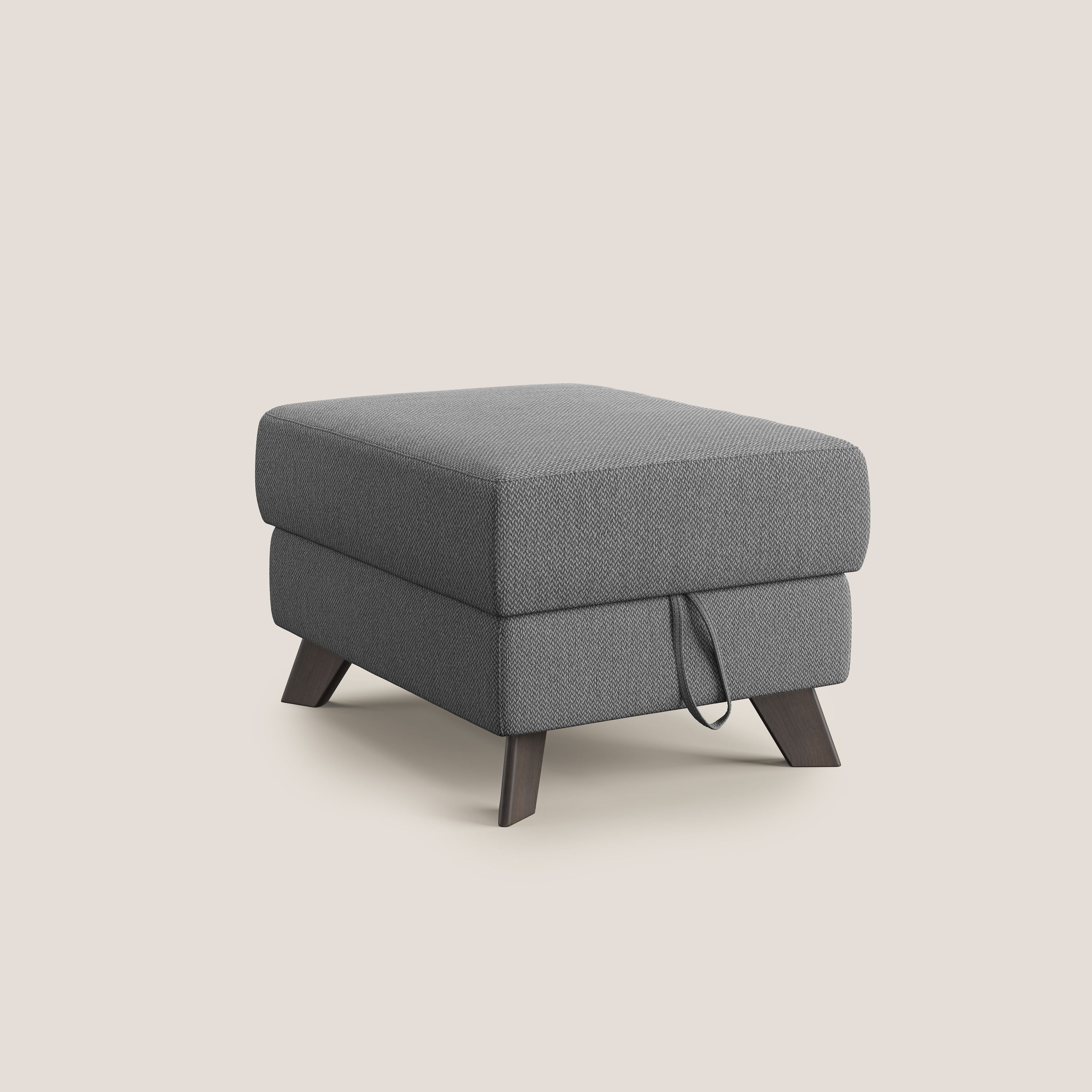 Moon Pouf contenitore e piedini alti in tessuto smacchiabile con acqua T05 antracite - divani.store