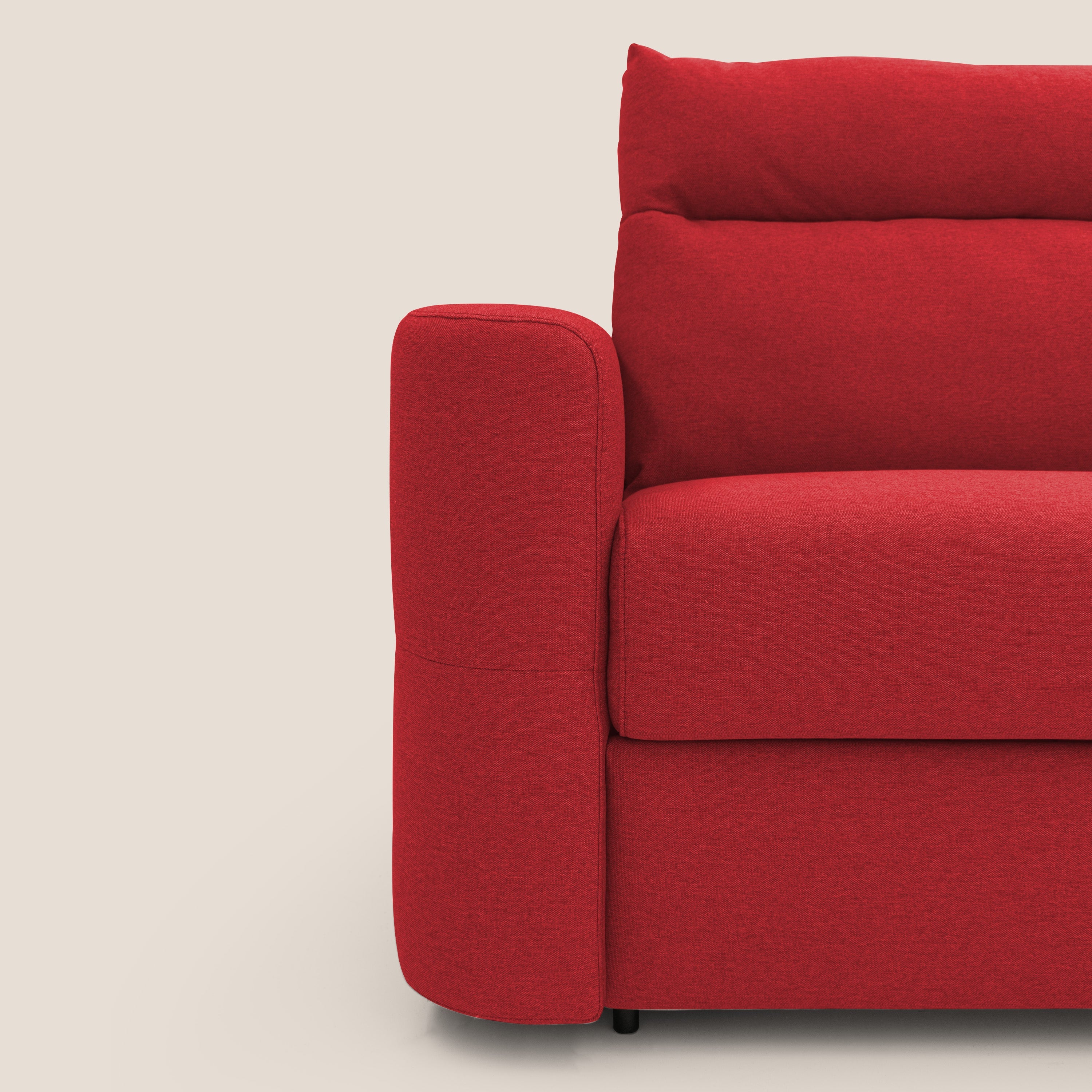 Cupido Divano letto materasso H18 cm e schienale alto in tessuto impermeabile simil cotone T13 rosso - divani.store