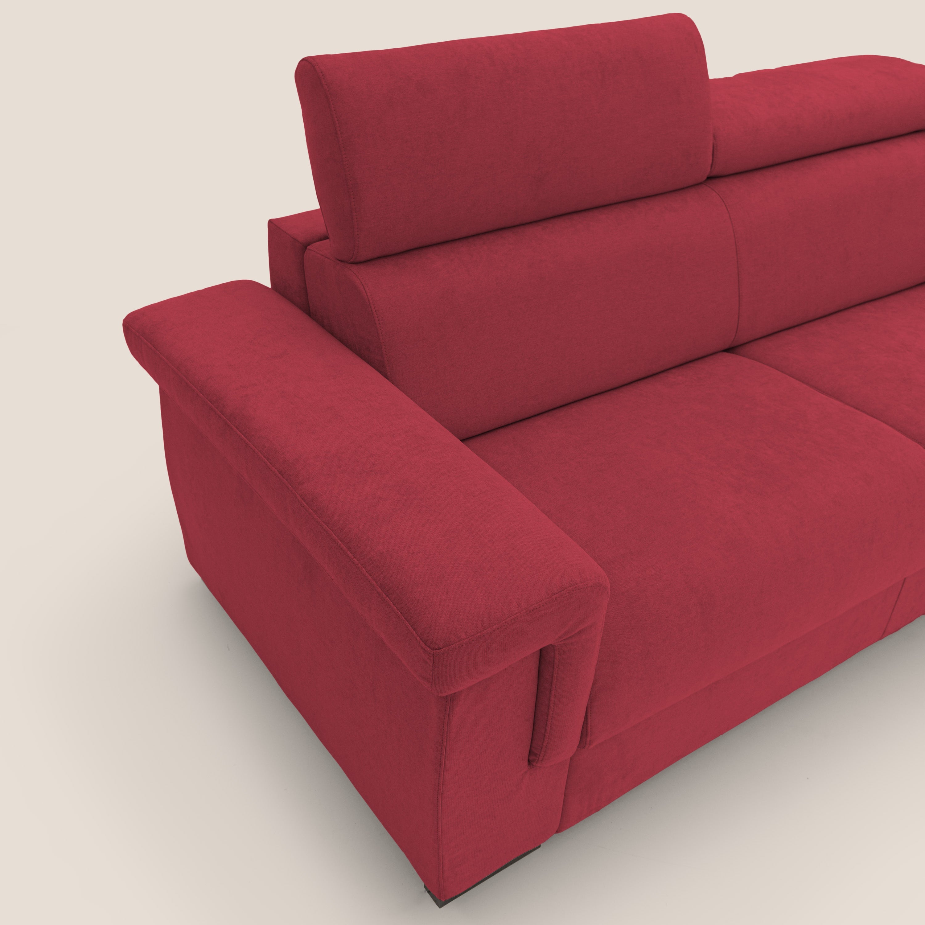 Bjorn divano letto sfoderabile con materasso H18 cm e poggiatesta reclinabili in tessuto impermeabile T02 rosso - divani.store