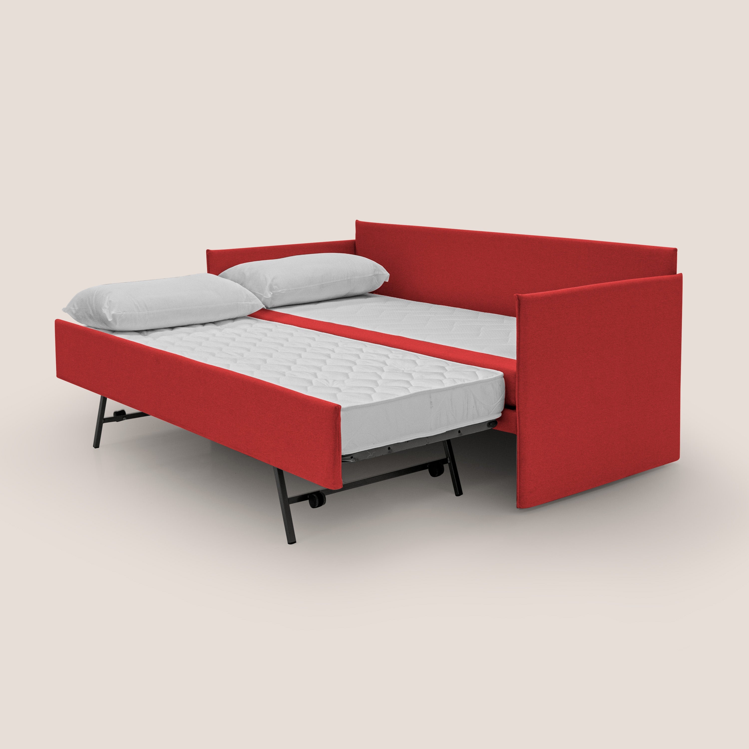 Brera Divano duplex con doppio letto in tessuto simil cotone impermeabile T13 rosso - divani.store