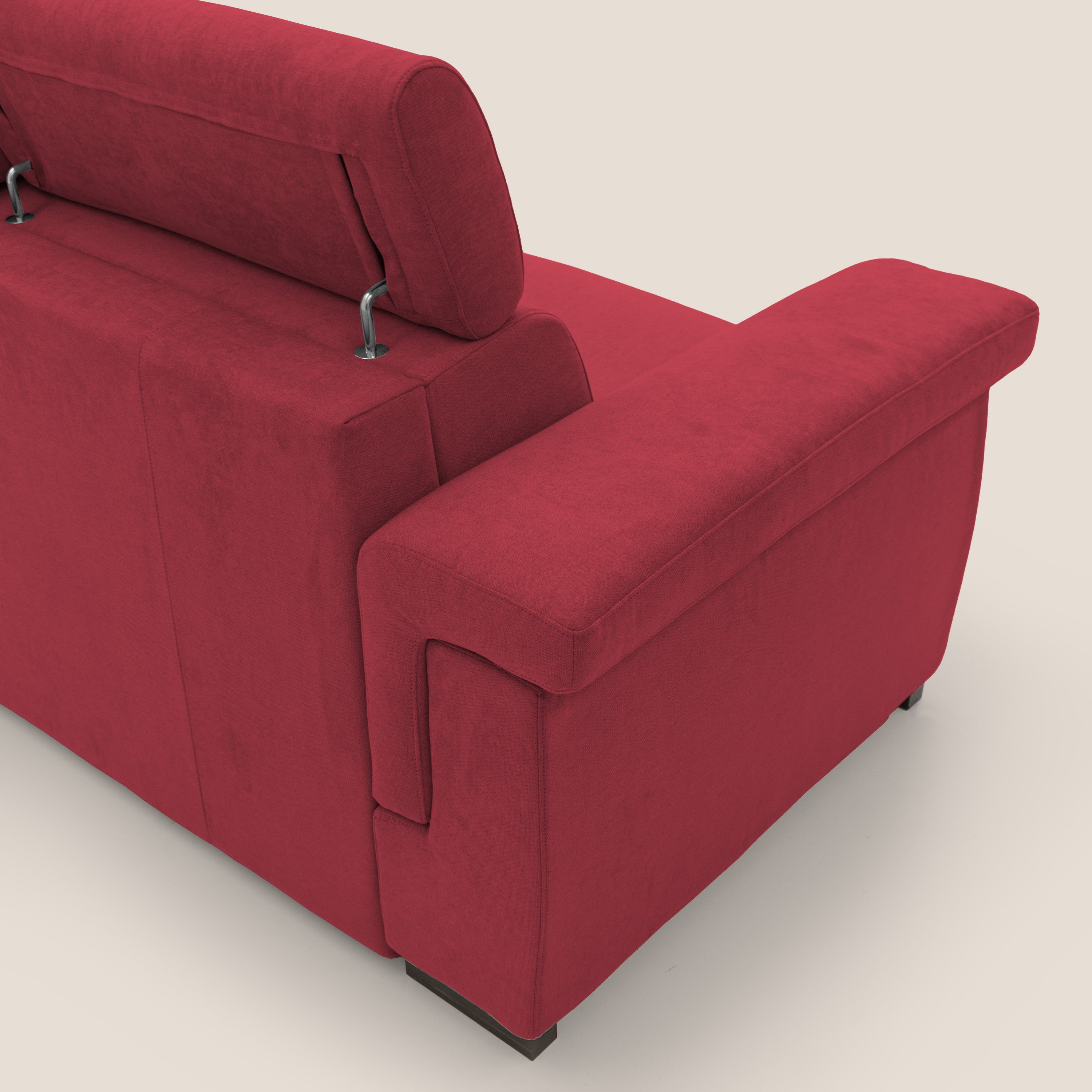 Bjorn divano letto sfoderabile con materasso H18 cm e poggiatesta reclinabili in tessuto impermeabile T02 rosso - divani.store