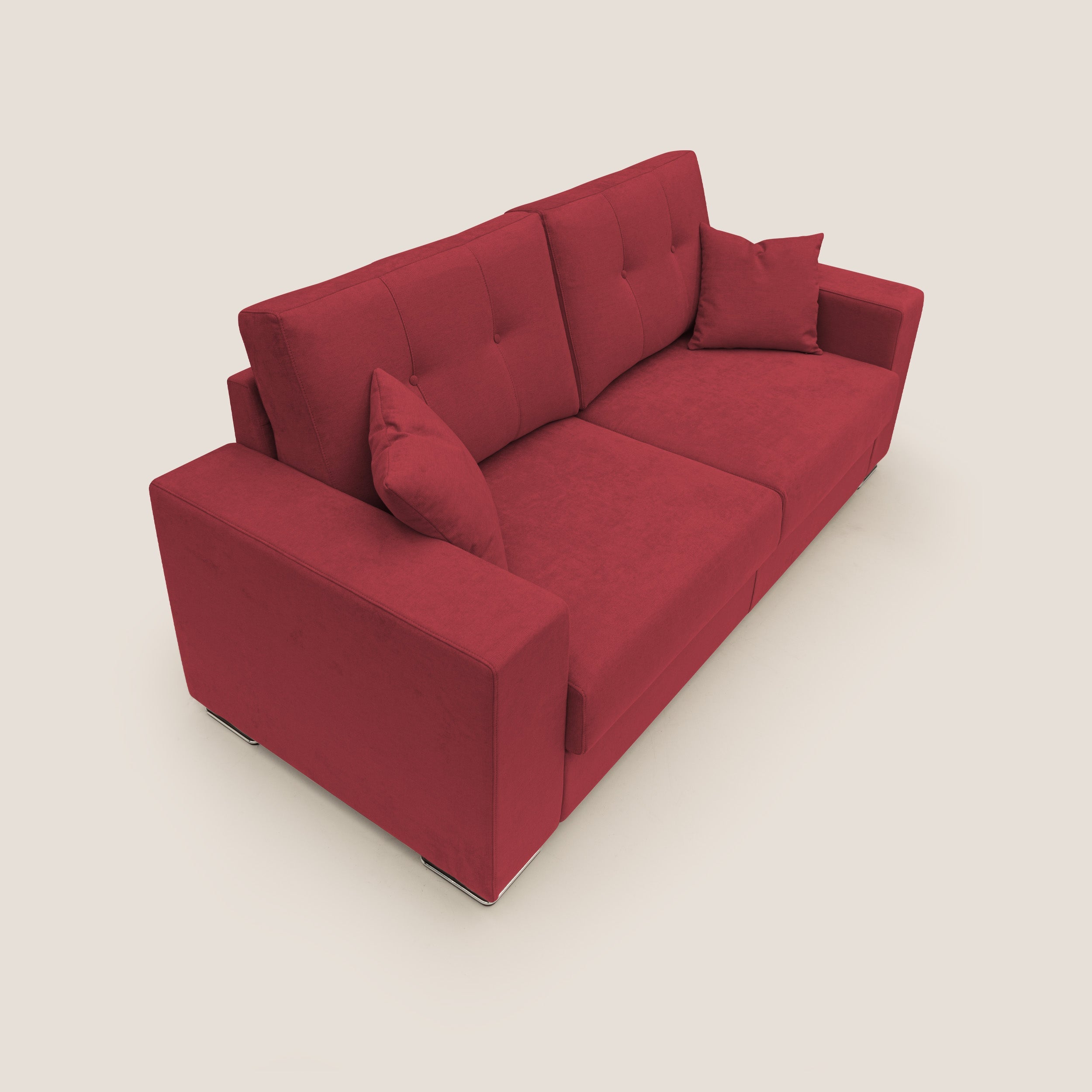 Giove divano in morbido tessuto impermeabile T02 rosso - divani.store