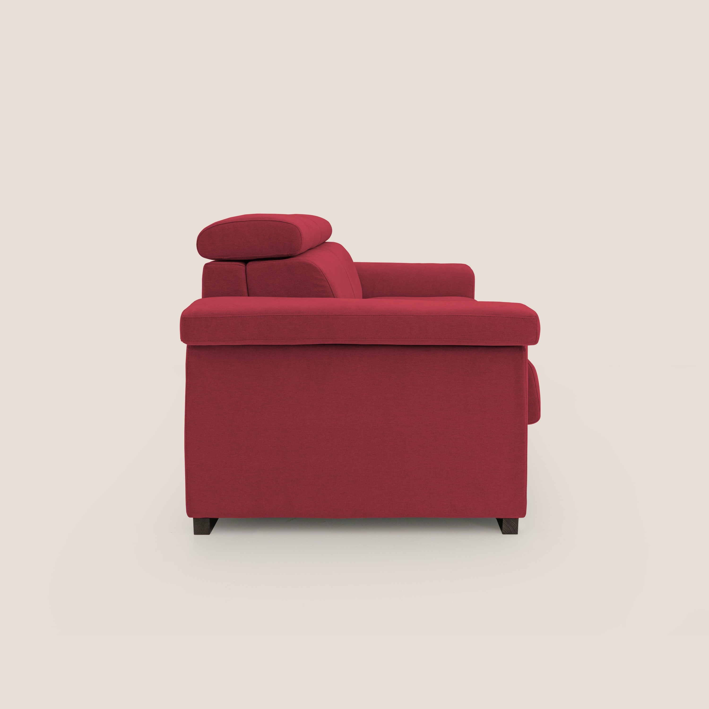 Bjorn divano letto sfoderabile con materasso H18 cm e poggiatesta reclinabili in tessuto impermeabile T02 rosso - divani.store