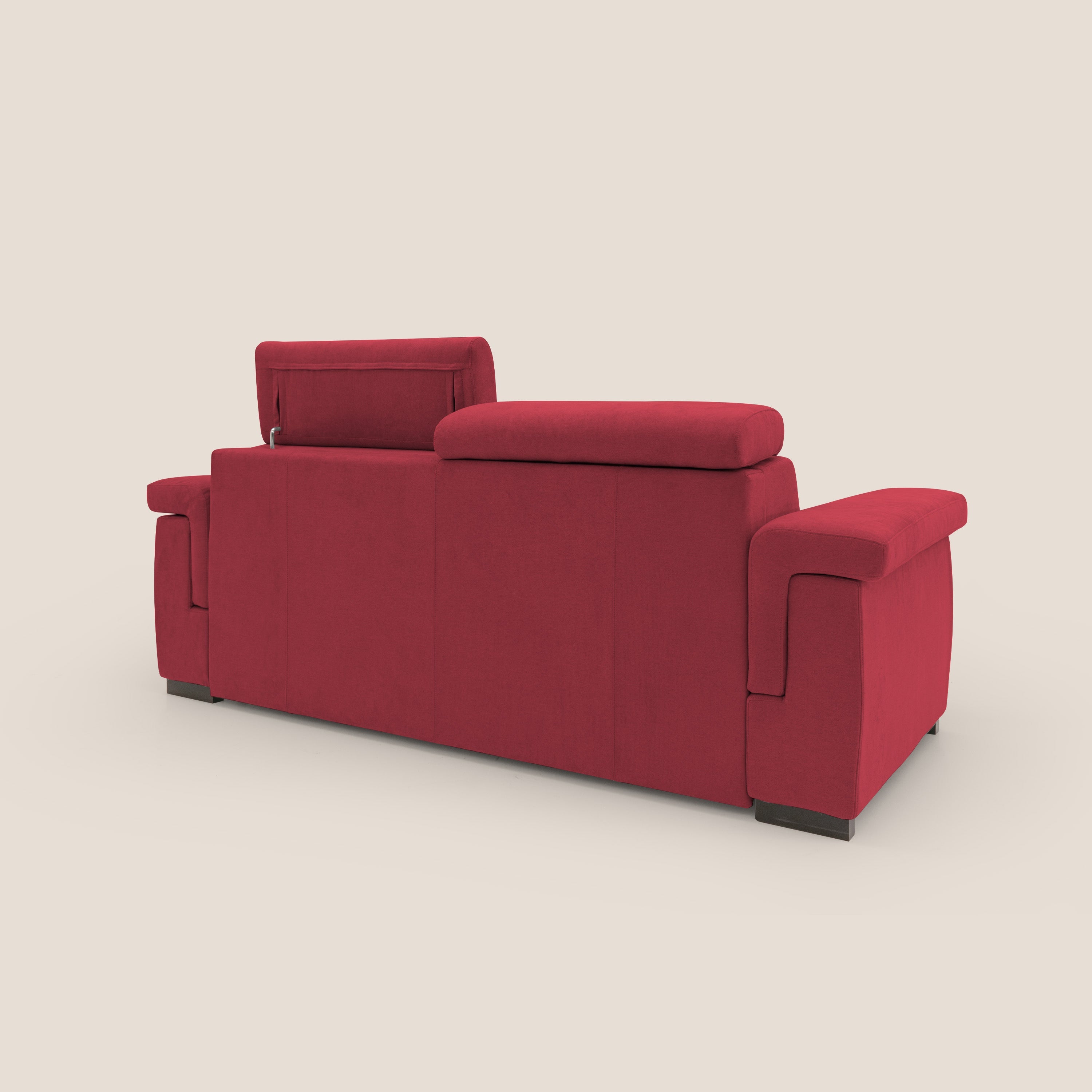 Bjorn divano letto sfoderabile con materasso H18 cm e poggiatesta reclinabili in tessuto impermeabile T02 rosso - divani.store