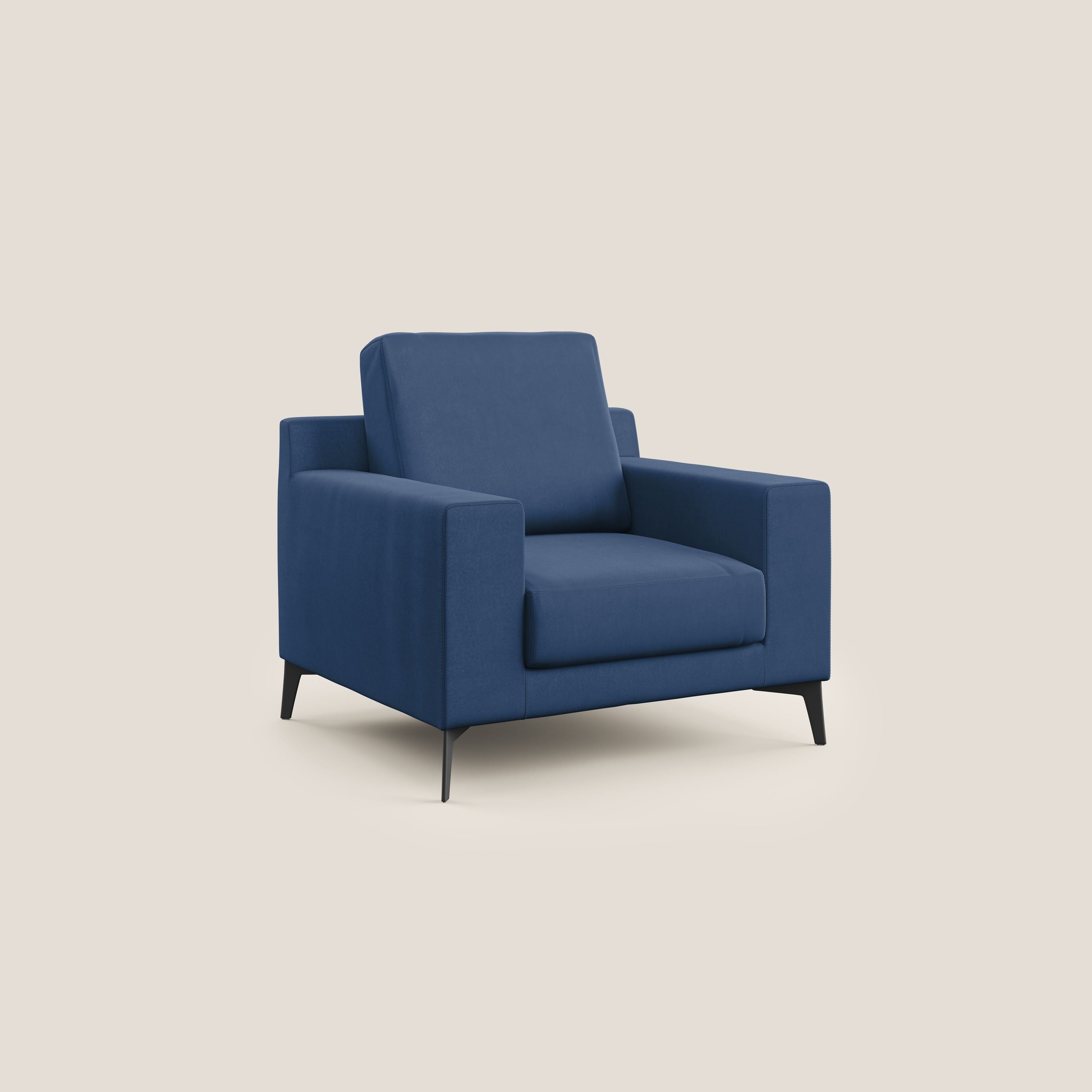 Prestige poltroncina moderna in microfibra smacchiabile T11 blu - divani.store