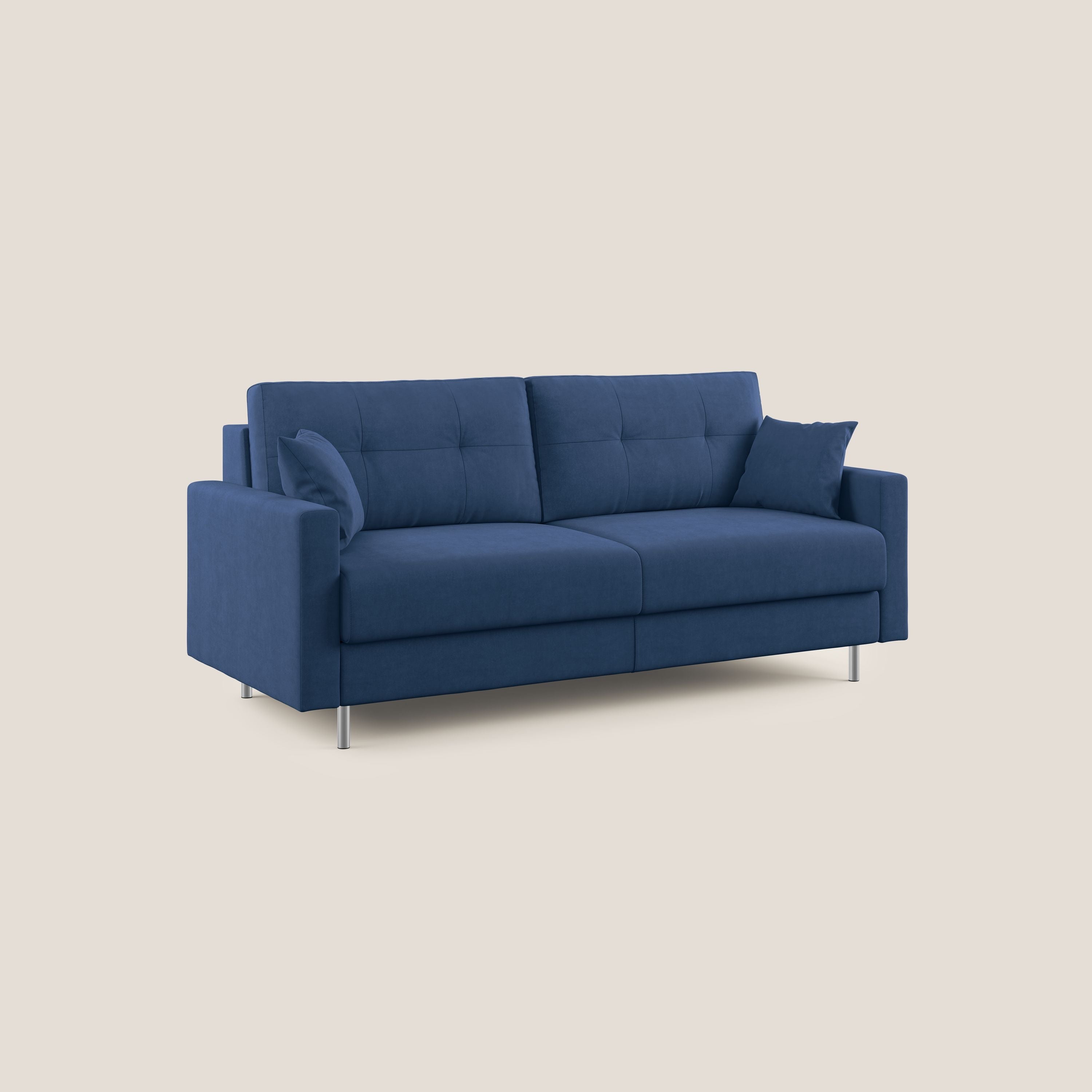 Megan divano letto matrimoniale in microfibra smacchiabile T11 blu - divani.store