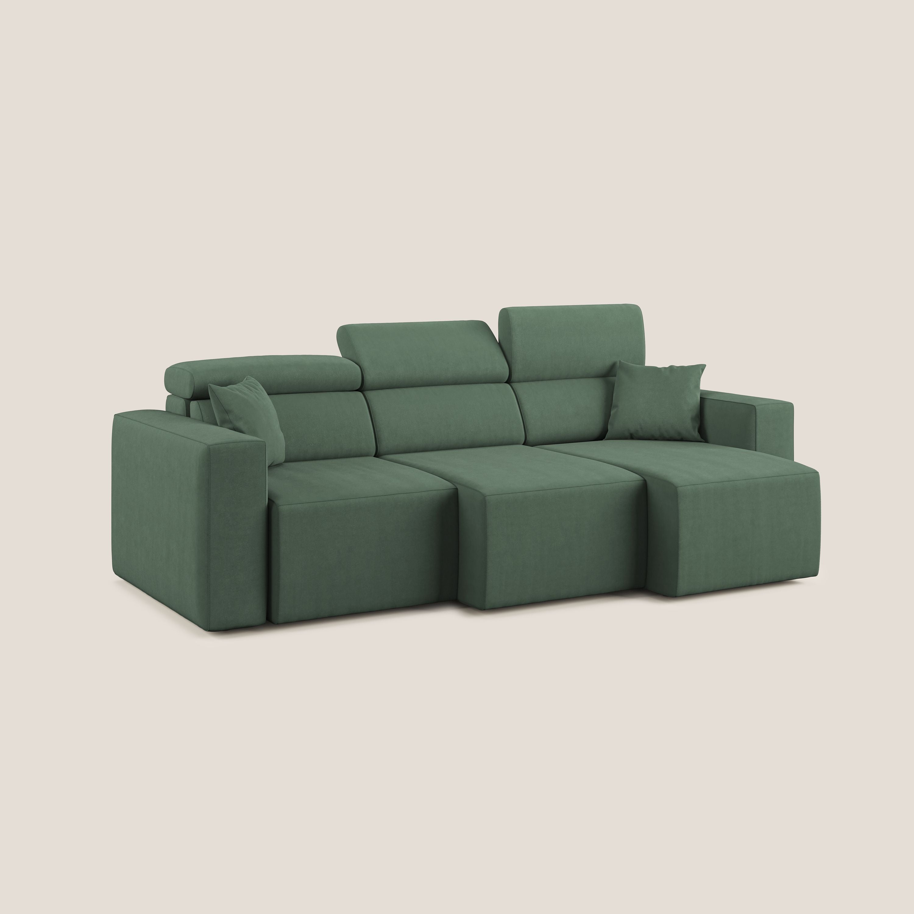 Orwell divano con 3 sedute estraibili in microfibra smacchiabile T11 verde - divani.store