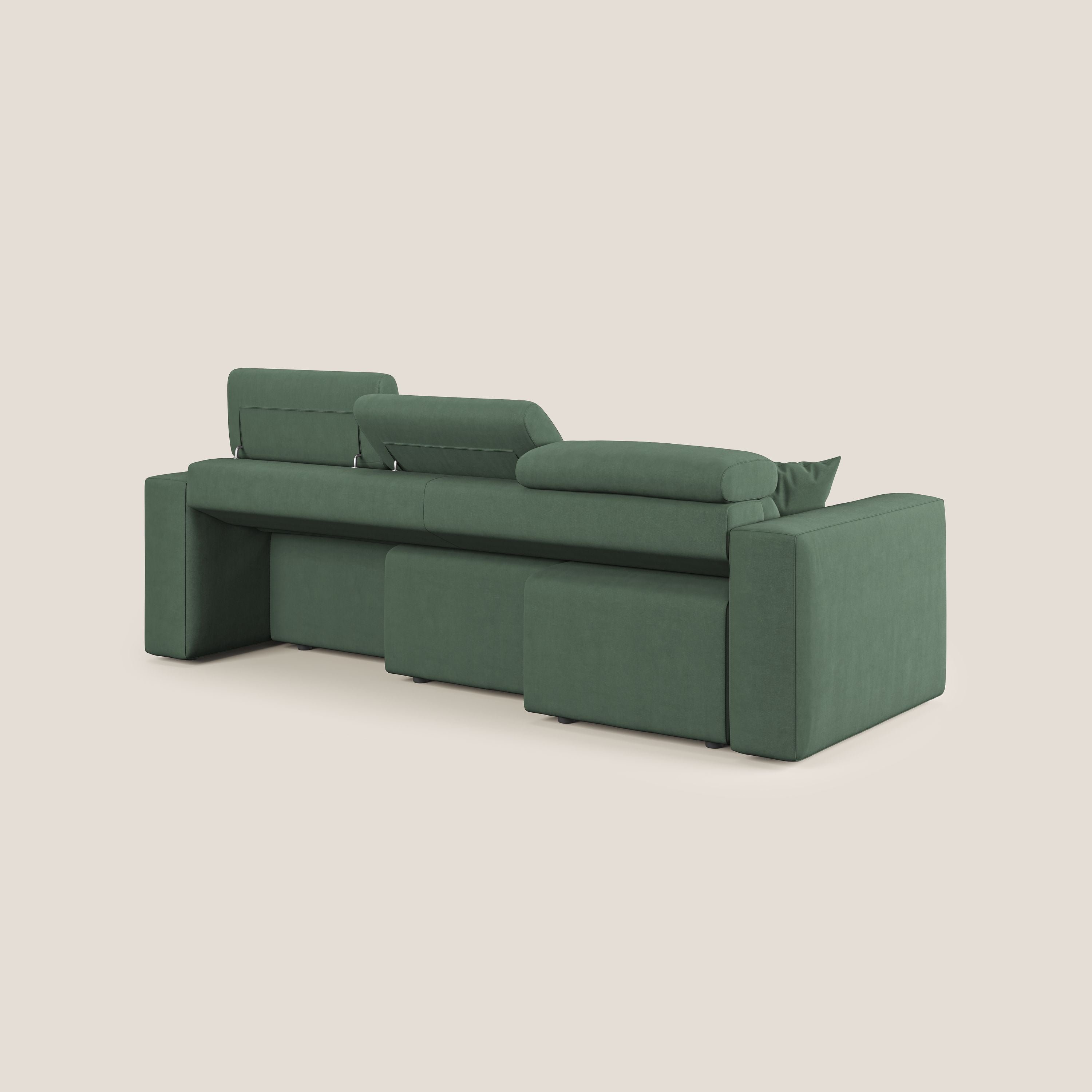 Orwell divano con 3 sedute estraibili in microfibra smacchiabile T11 verde - divani.store
