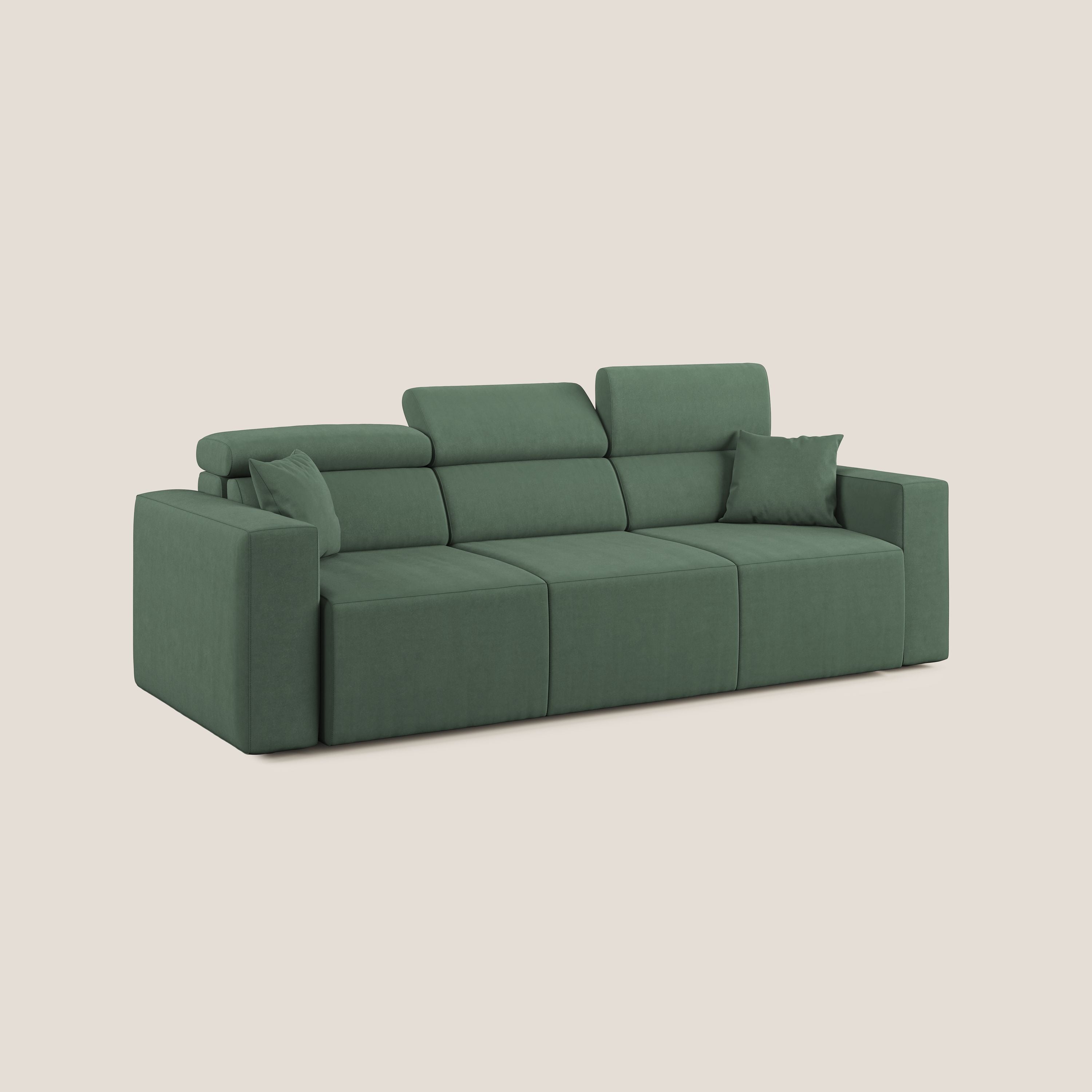 Orwell divano con 3 sedute estraibili in microfibra smacchiabile T11 verde - divani.store
