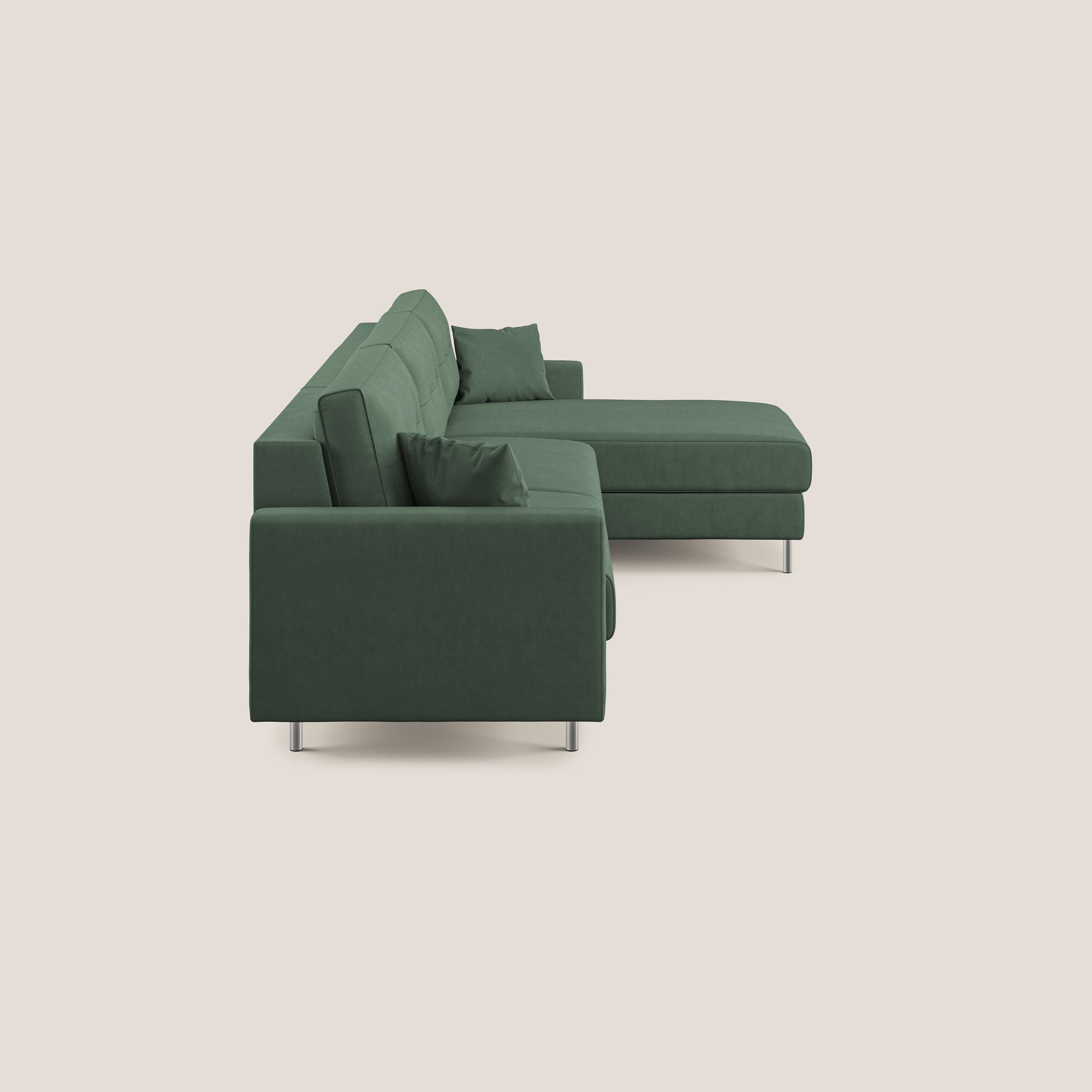 Megan divano letto angolare in microfibra smacchiabile T11 verde - divani.store