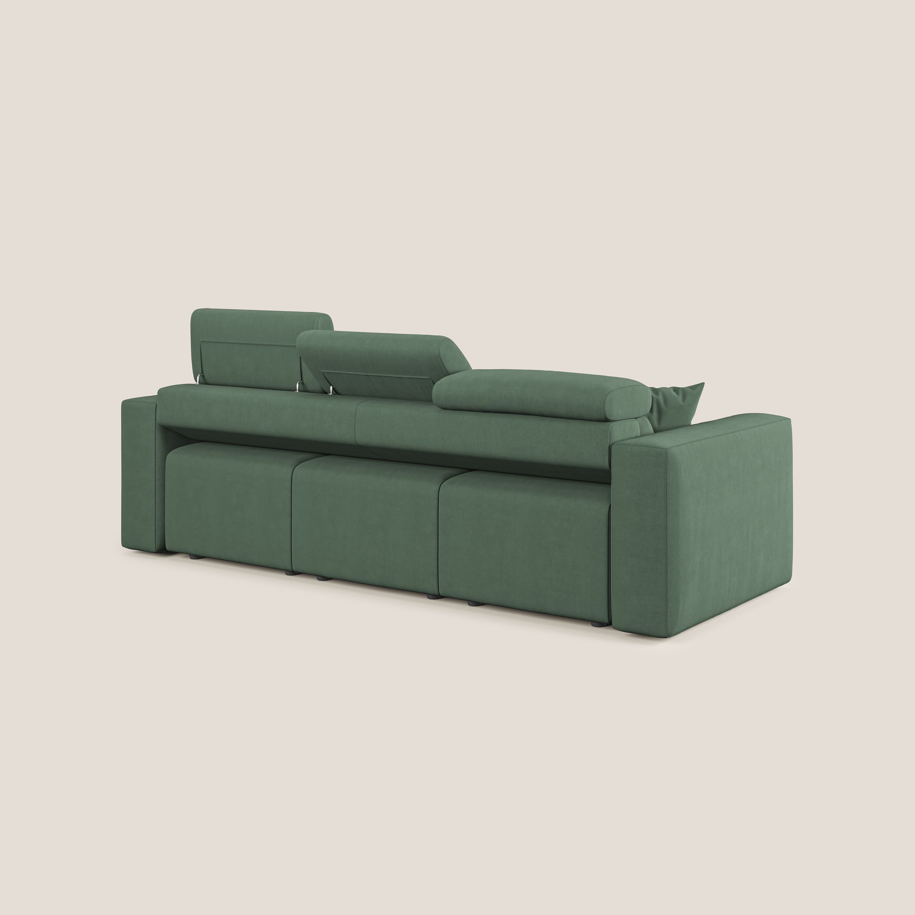 Orwell divano con 3 sedute estraibili in microfibra smacchiabile T11 verde - divani.store