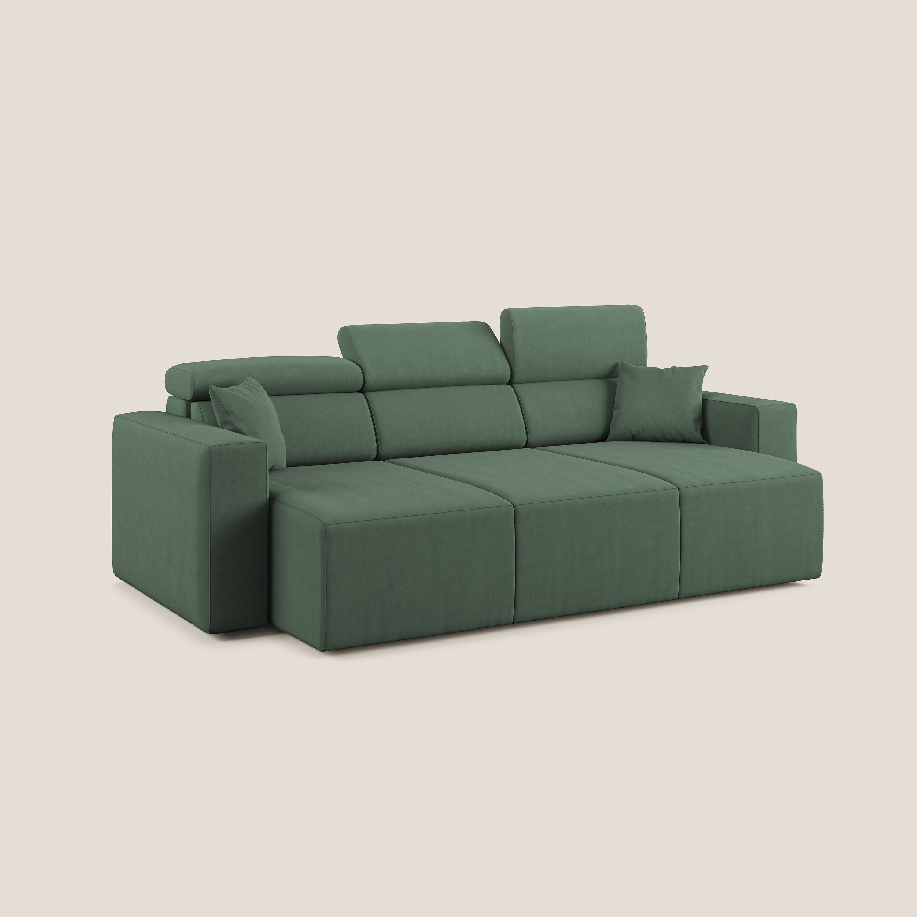 Orwell divano con 3 sedute estraibili in microfibra smacchiabile T11 verde - divani.store