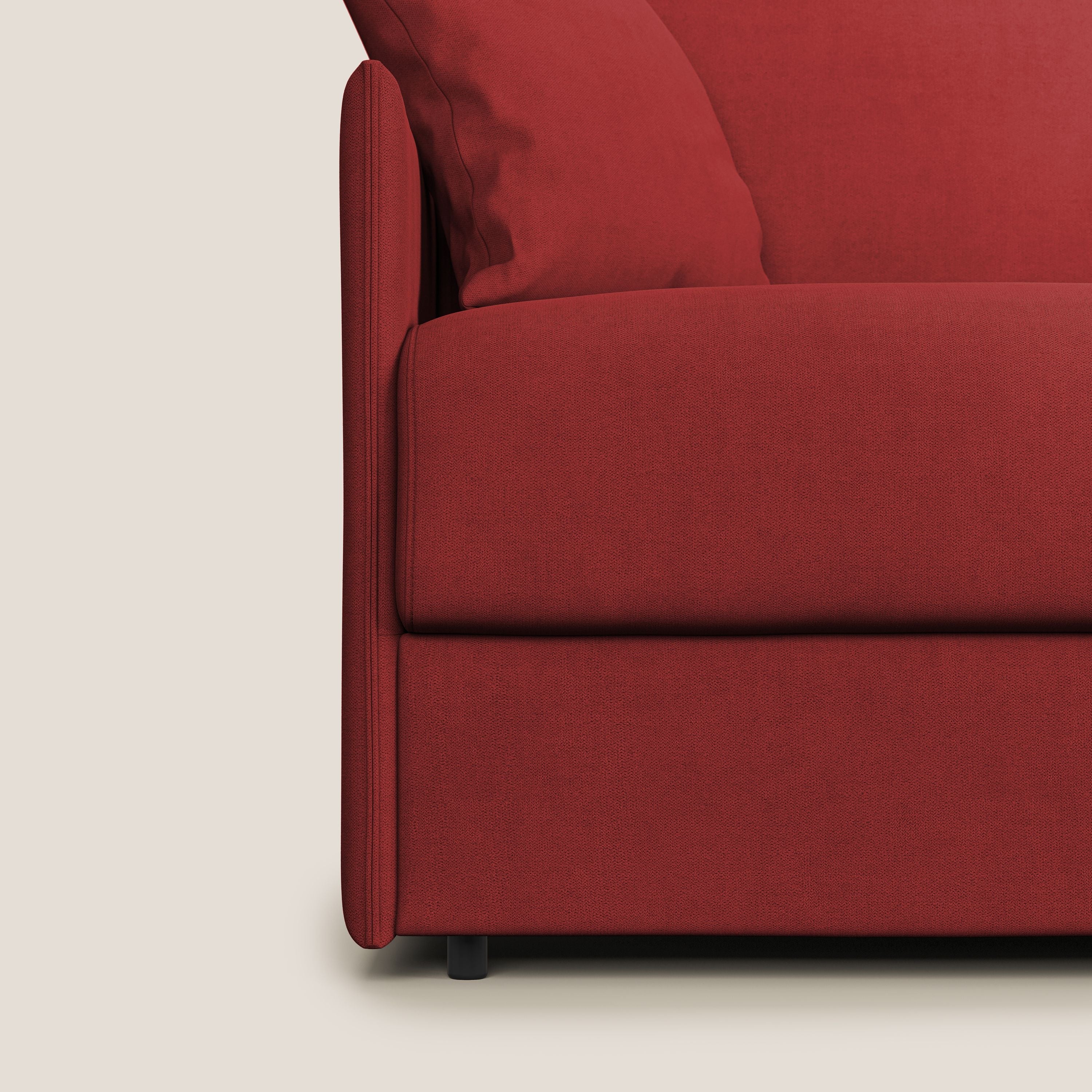 Evans Divano letto in morbido tessuto impermeabile T02 rosso - divani.store