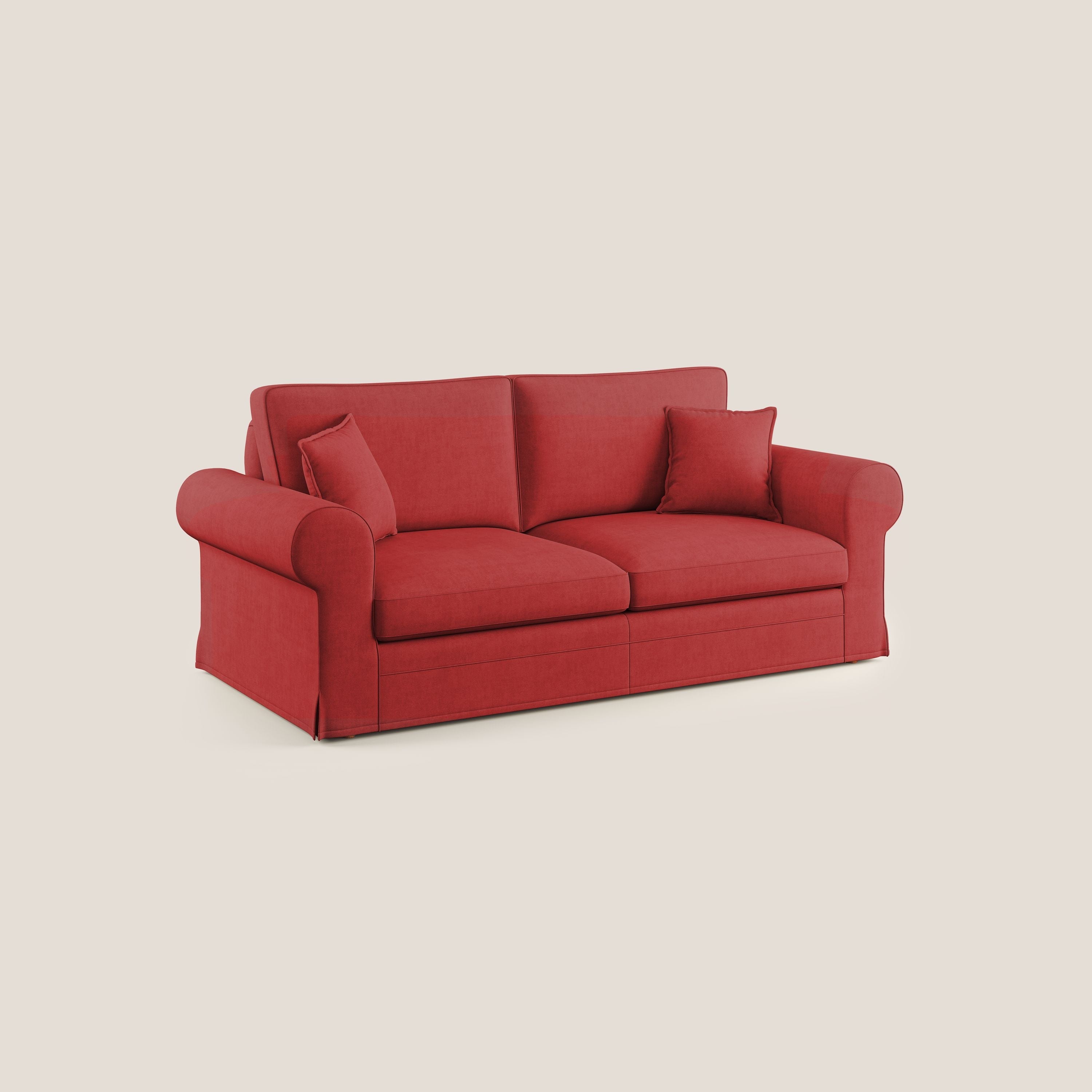 Lady divano classico in piuma d'oca realizzato con tessuto impermeabile T02 rosso - divani.store