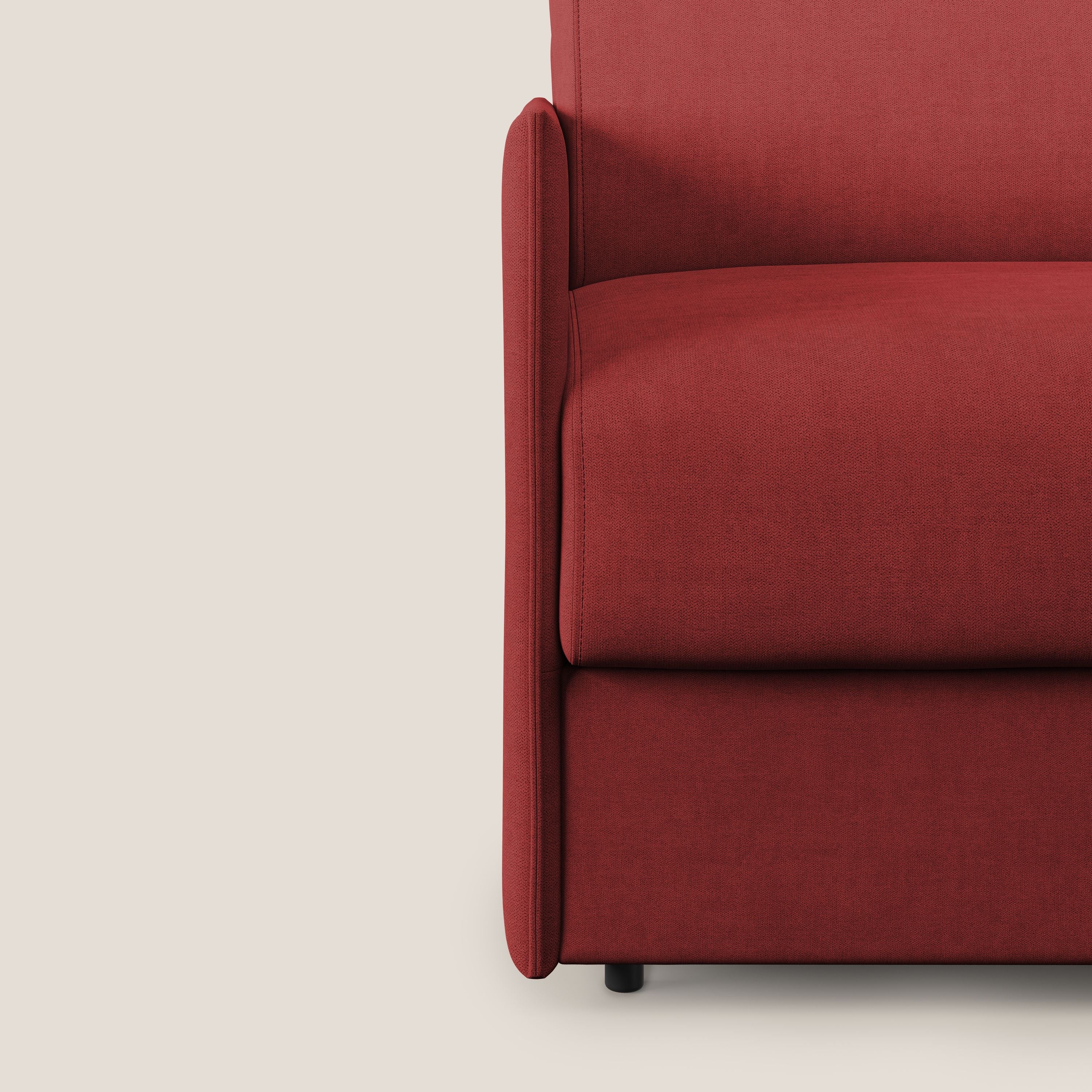 Evans poltrona letto in morbido tessuto impermeabile T02 rosso - divani.store