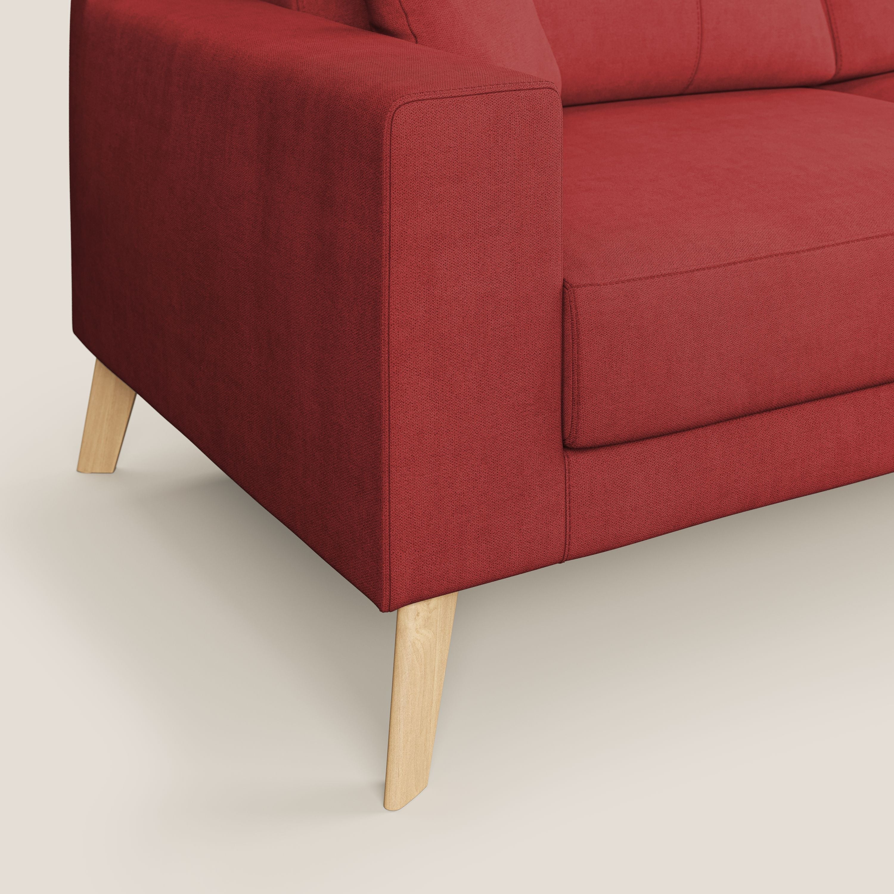 Danish divano moderno in tessuto morbido impermeabile T02 rosso - divani.store
