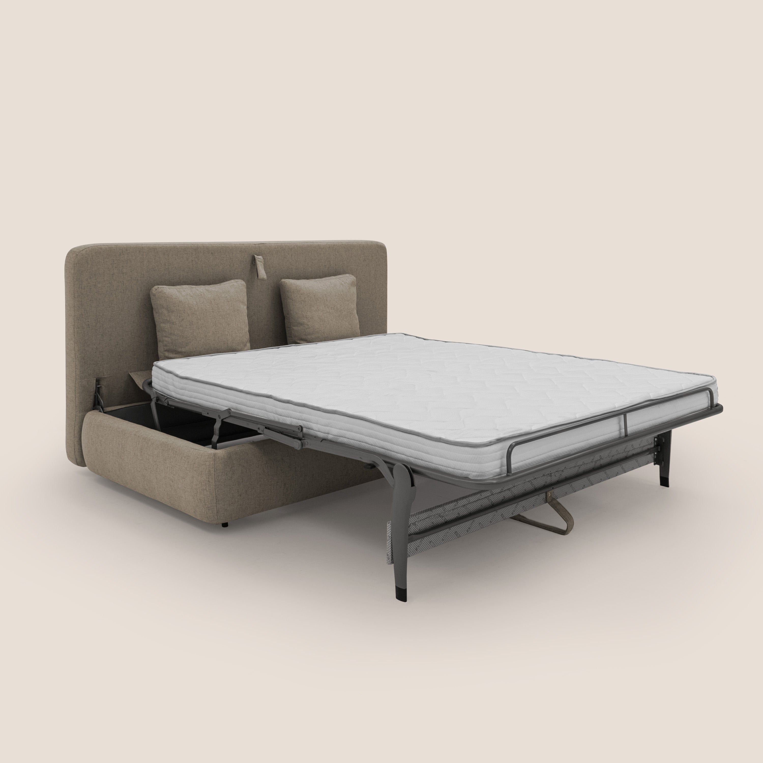 Gransasso Divano letto matrimoniale dal DESIGN innovativo in tessuto impermeabile T03 marrone - divani.store