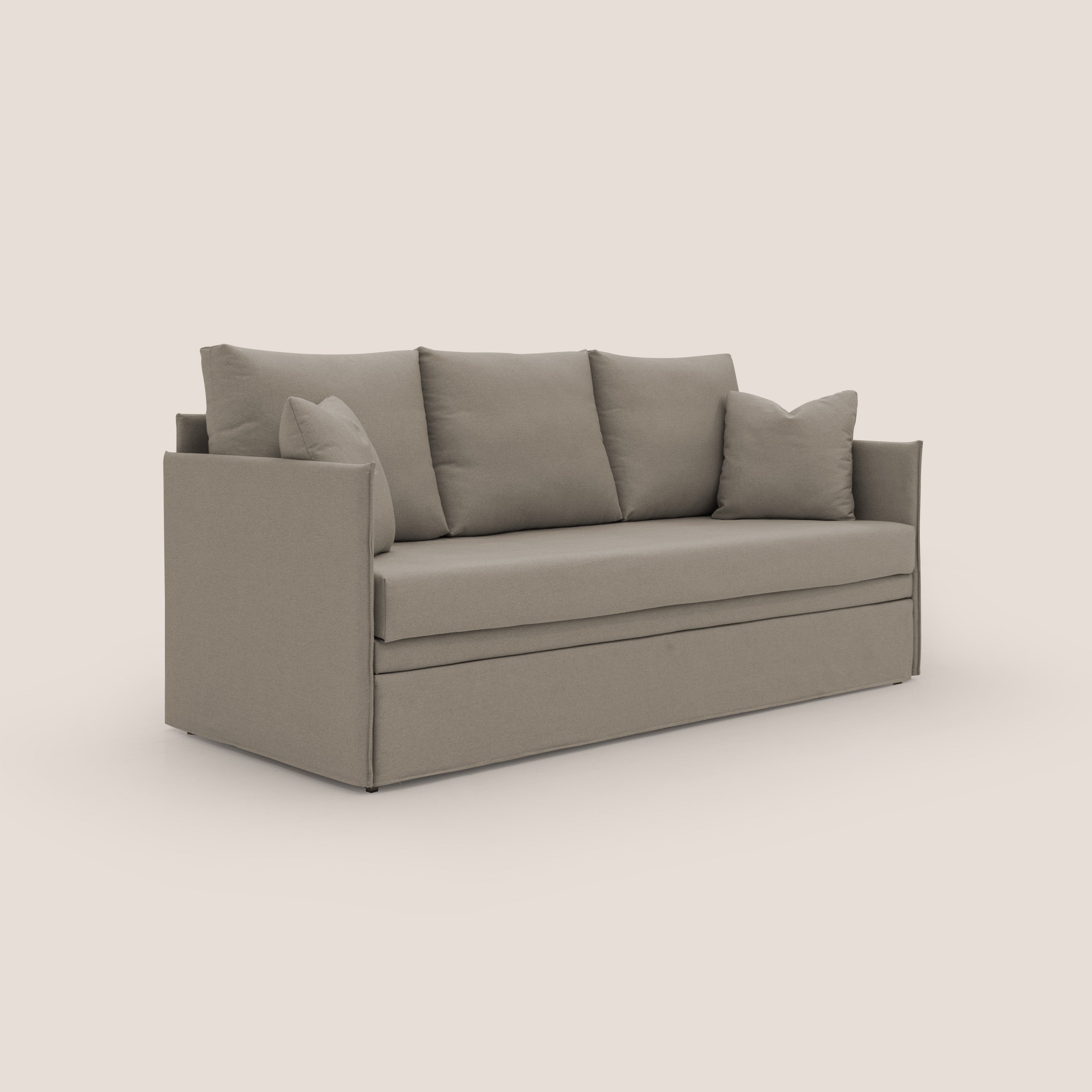 Brera Divano duplex con doppio letto in tessuto simil cotone impermeabile T13 tortora - divani.store