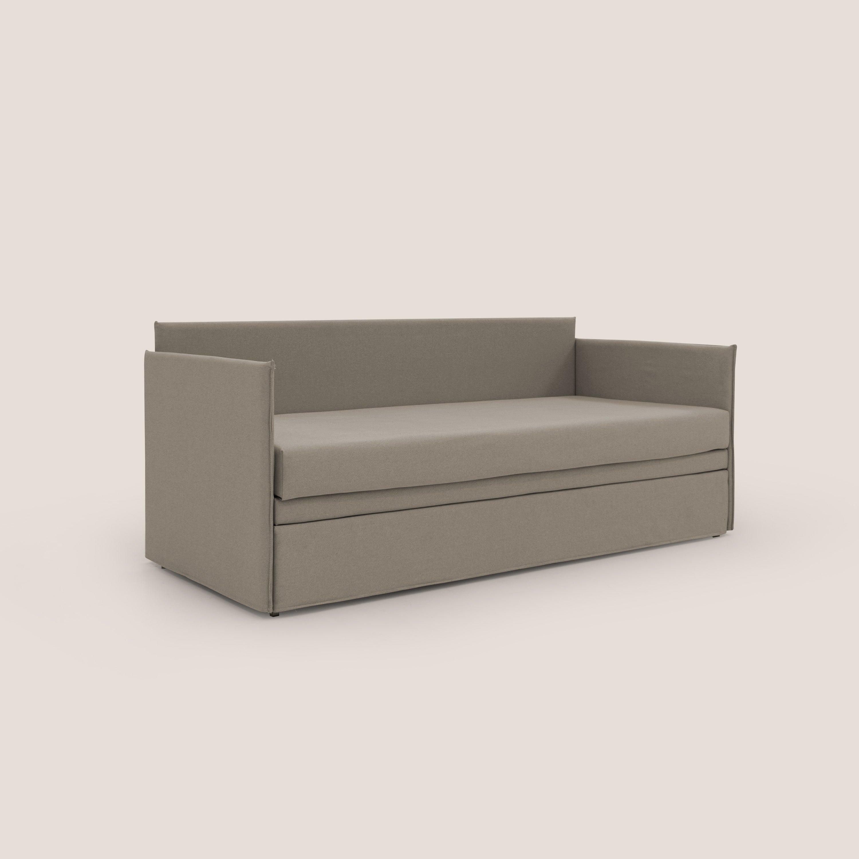 Brenta Divano duplex con doppio letto in tessuto simil cotone impermeabile T13 tortora - divani.store