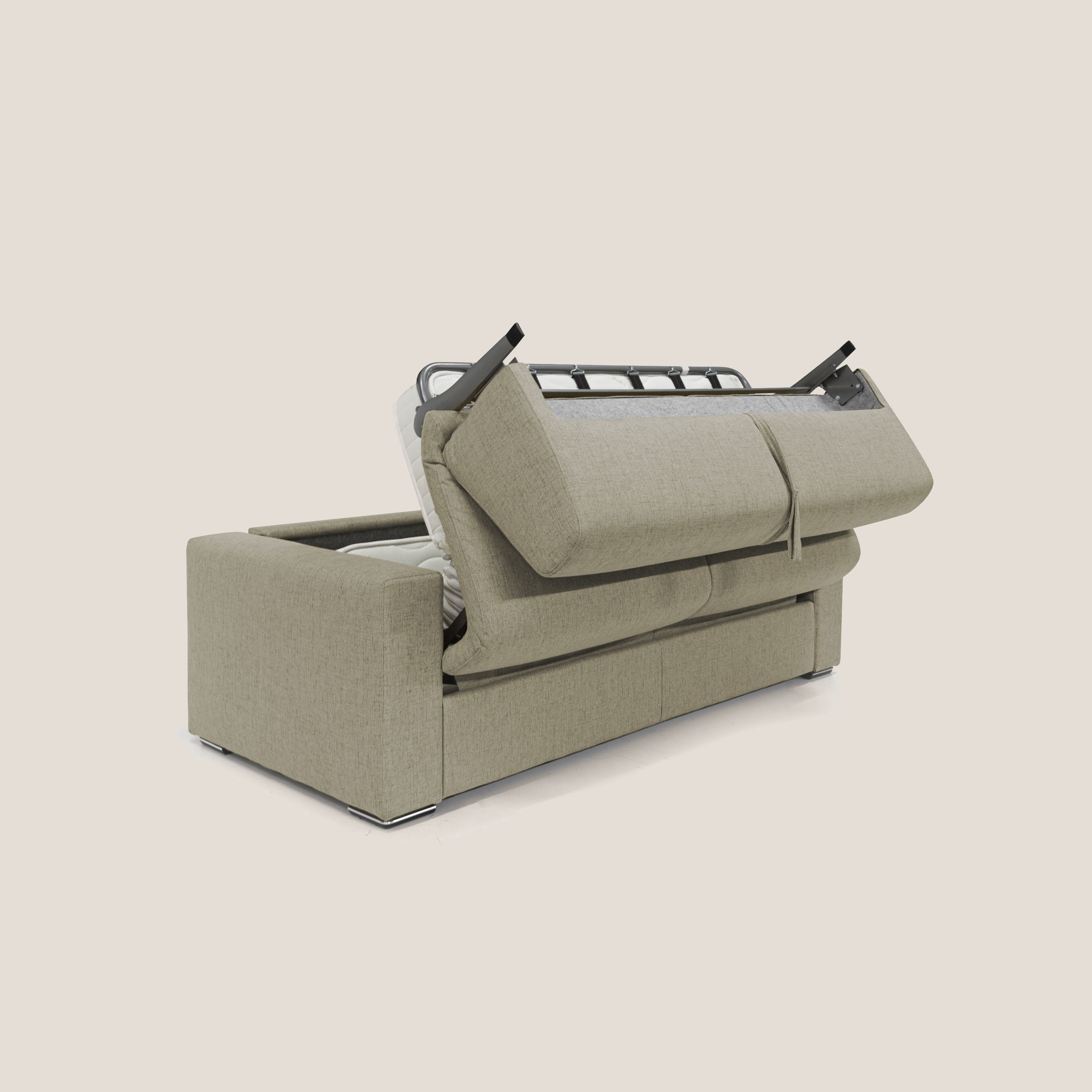 Nixon Divano letto matrimoniale con materasso 20 cm in tessuto impermeabile T03 marrone - divani.store