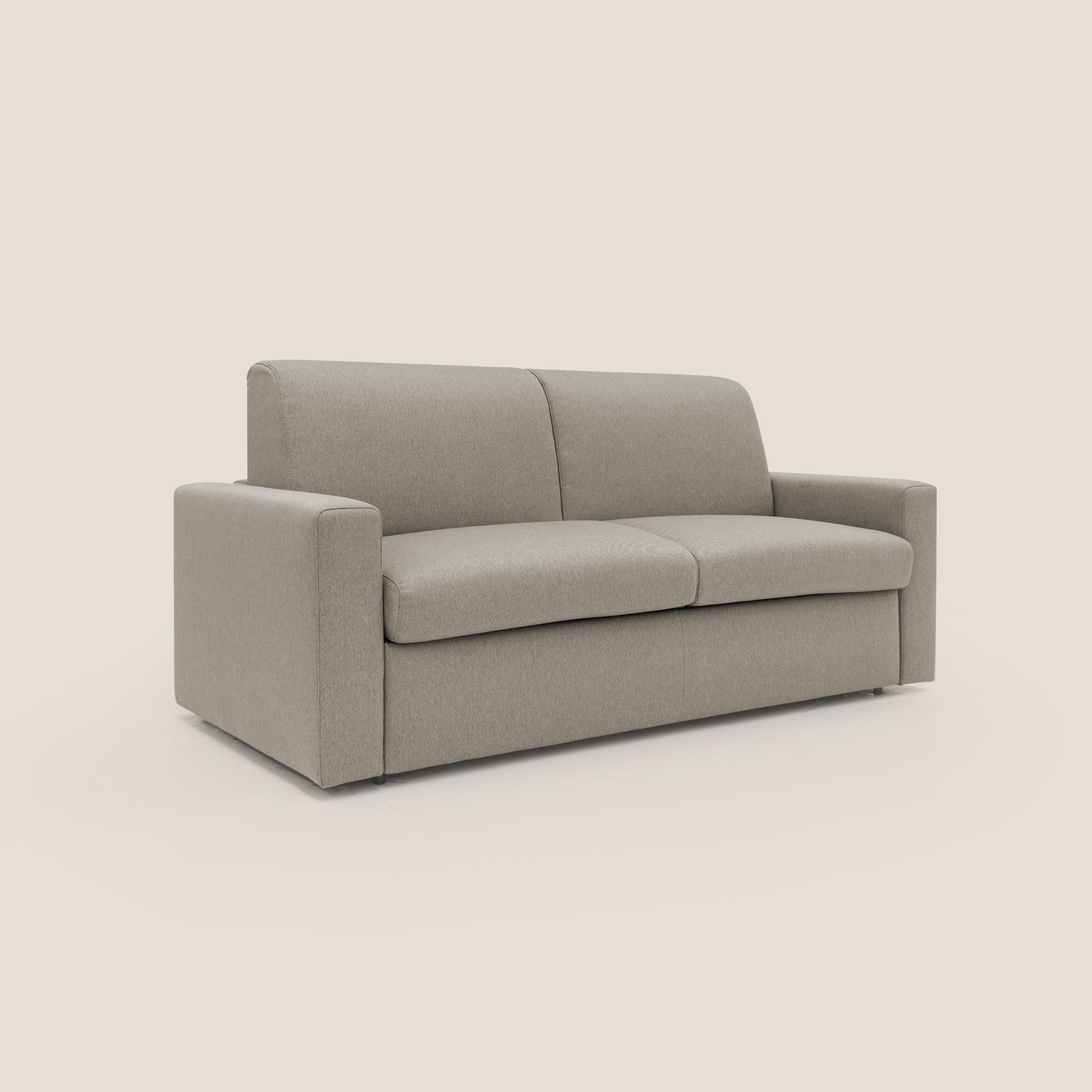 Kansas Divano letto matrimoniale alto 20 cm in tessuto impermeabile misto cotone T13 tortora - divani.store