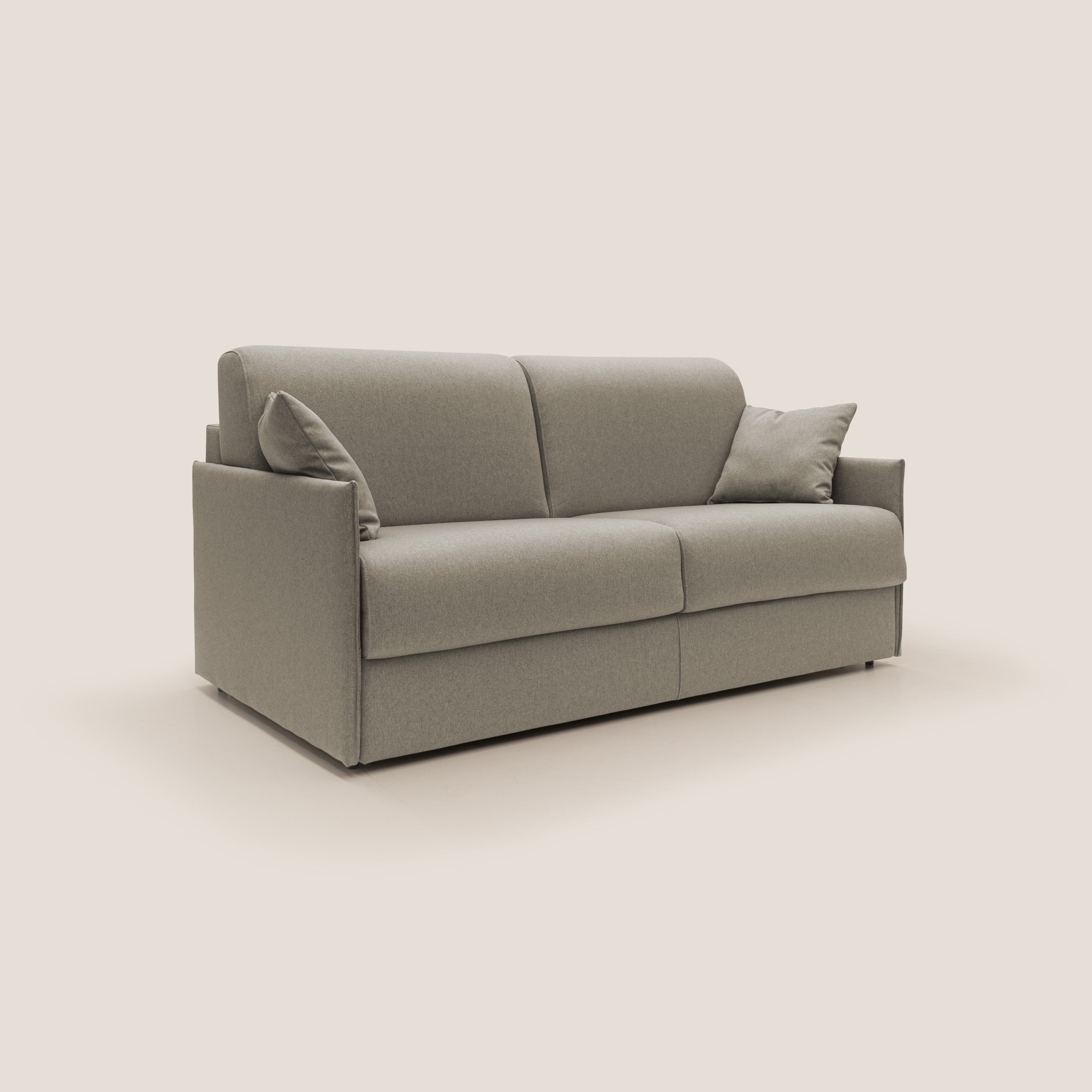 Evans Divano letto matrimoniale in tessuto impermeabile T13 tortora - divani.store